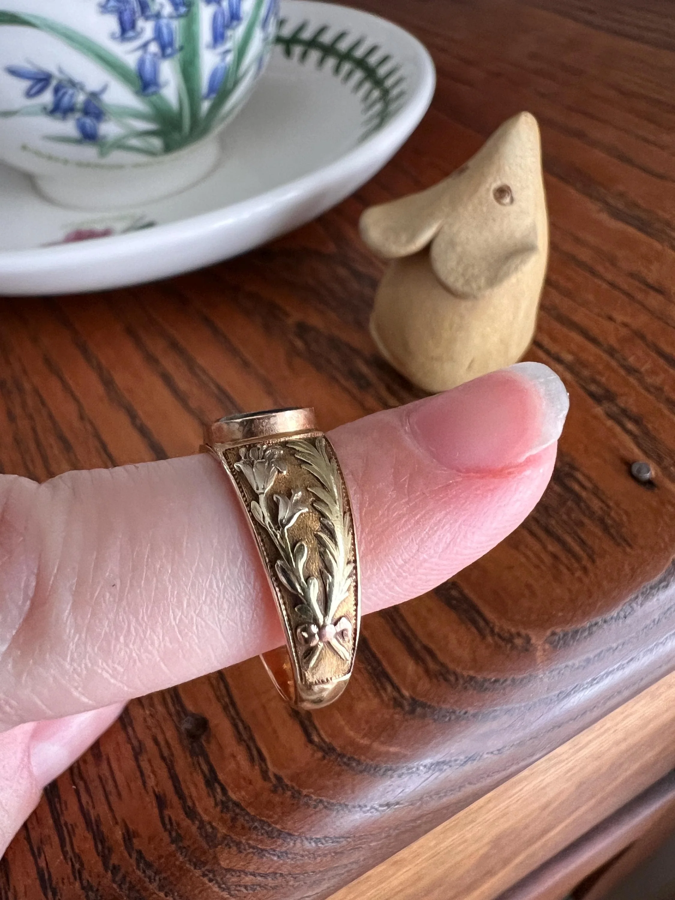 GEORGIAN Era LOCKET Back Ring French Marquise Nobility 18k Gold Tricolor Floral Lily Louis XVI Royal Provenance - Image 3