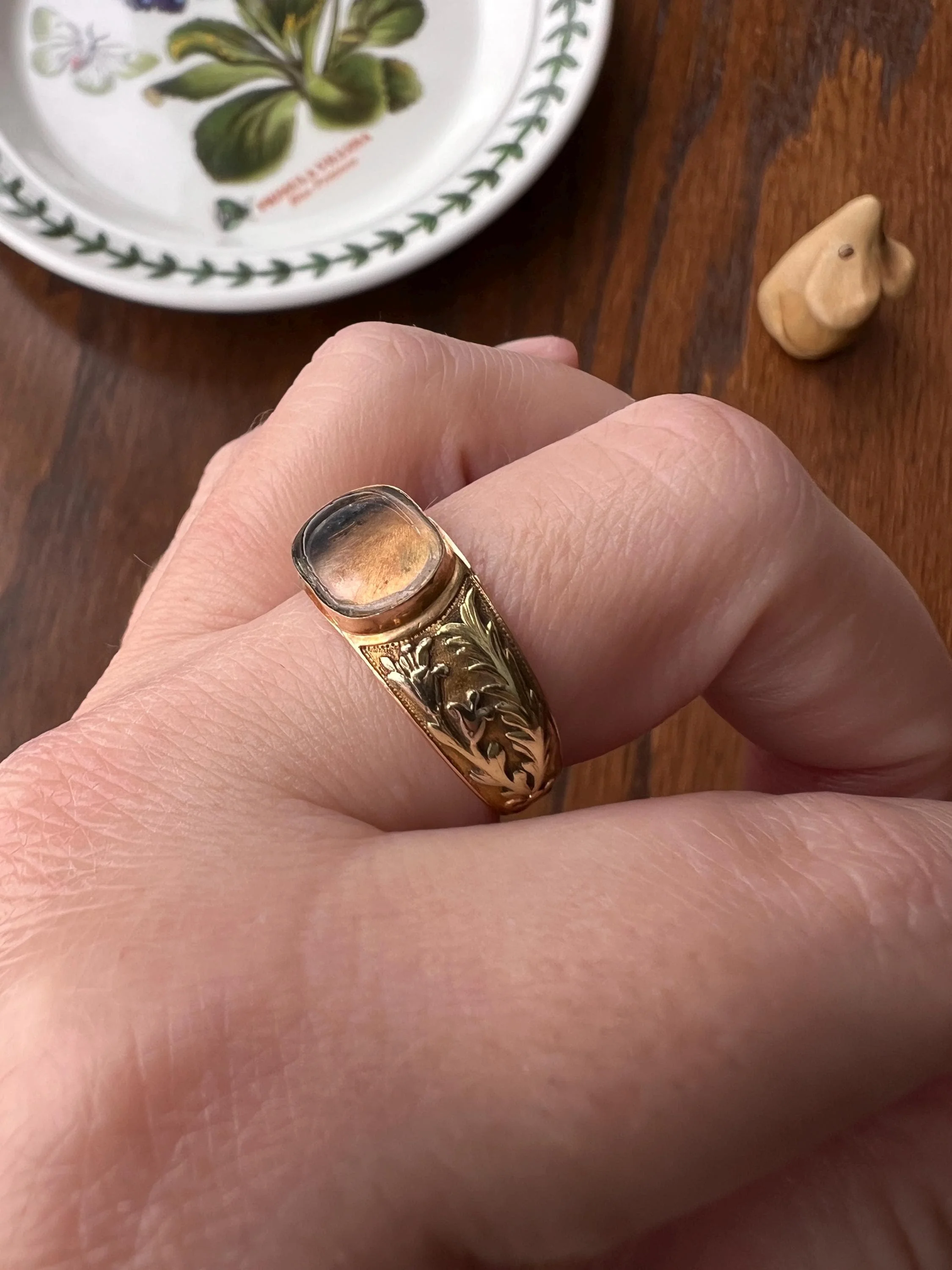 GEORGIAN Era LOCKET Back Ring French Marquise Nobility 18k Gold Tricolor Floral Lily Louis XVI Royal Provenance - Image 8