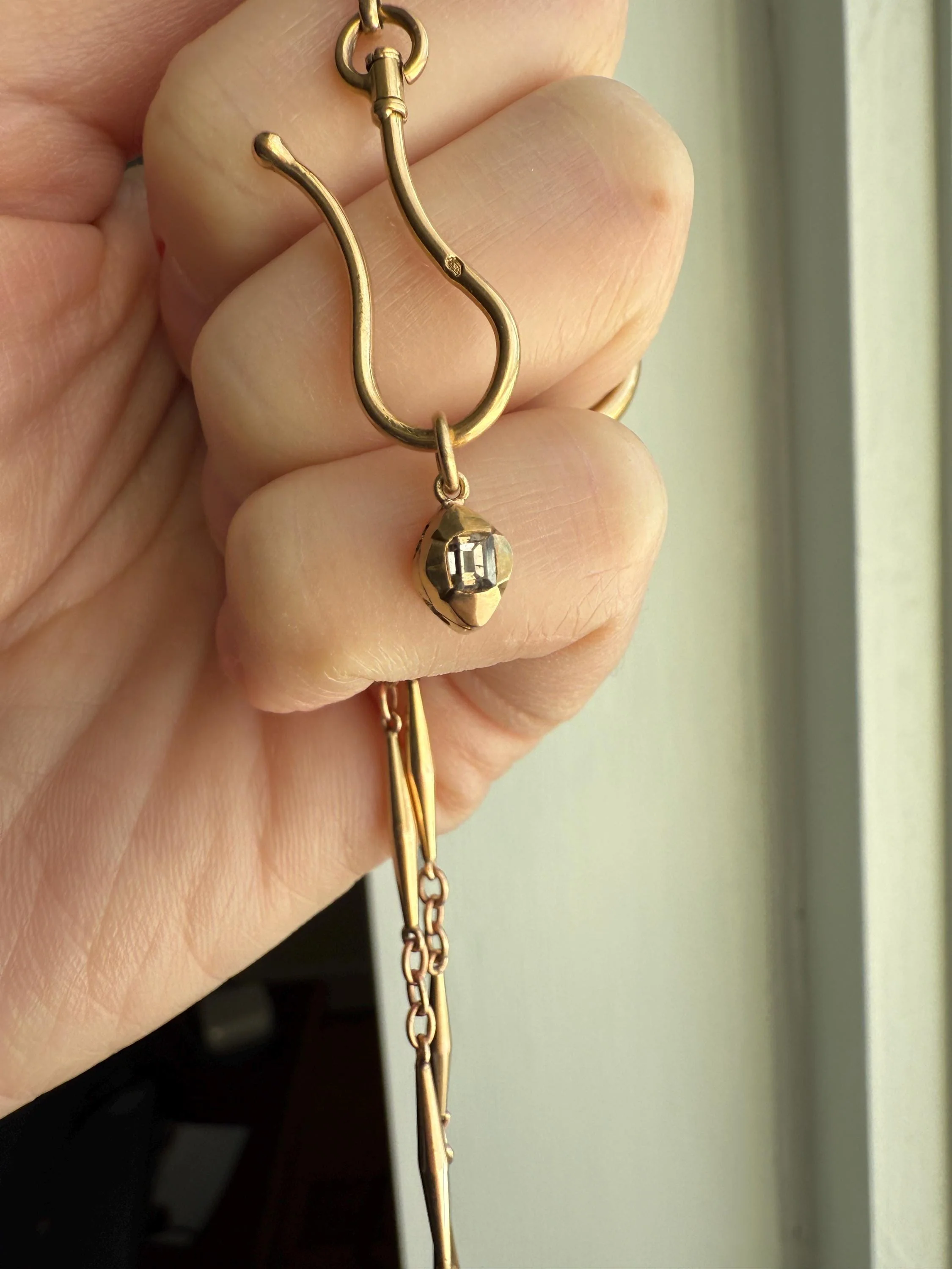 GEORGIAN Era Table Cut DIAMOND Eye Clean Teensiest Tiniest Pendant 18k Gold Pie Crust Bracelet or Necklace Charm Dainty Minimalist Drop - Image 10