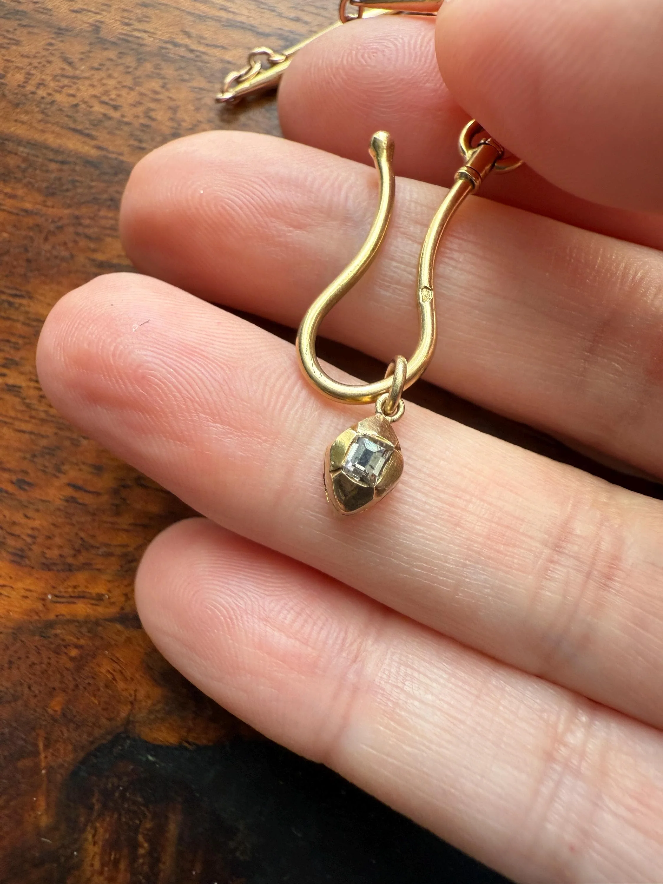 GEORGIAN Era Table Cut DIAMOND Eye Clean Teensiest Tiniest Pendant 18k Gold Pie Crust Bracelet or Necklace Charm Dainty Minimalist Drop - Image 2