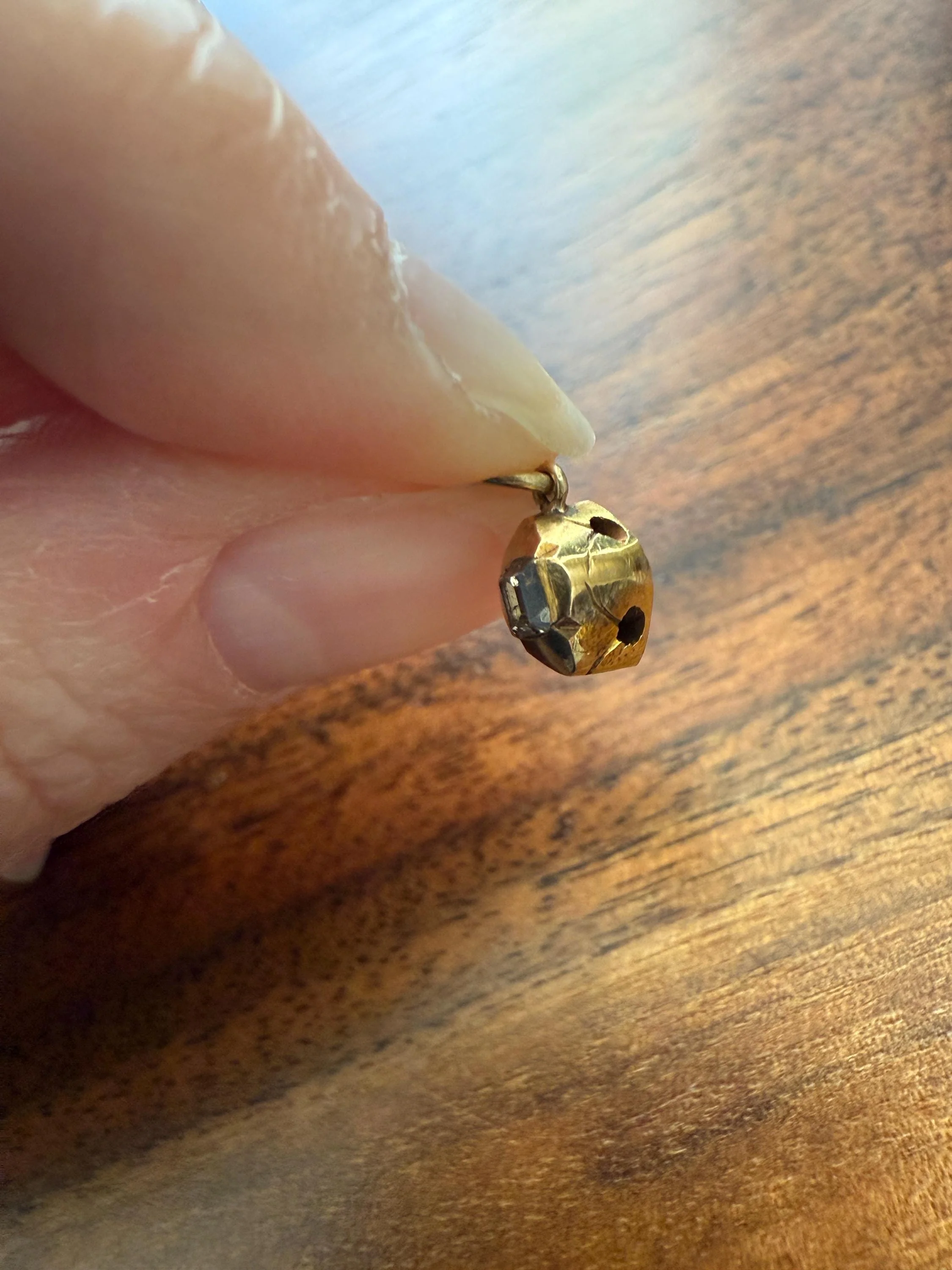 GEORGIAN Era Table Cut DIAMOND Eye Clean Teensiest Tiniest Pendant 18k Gold Pie Crust Bracelet or Necklace Charm Dainty Minimalist Drop - Image 20