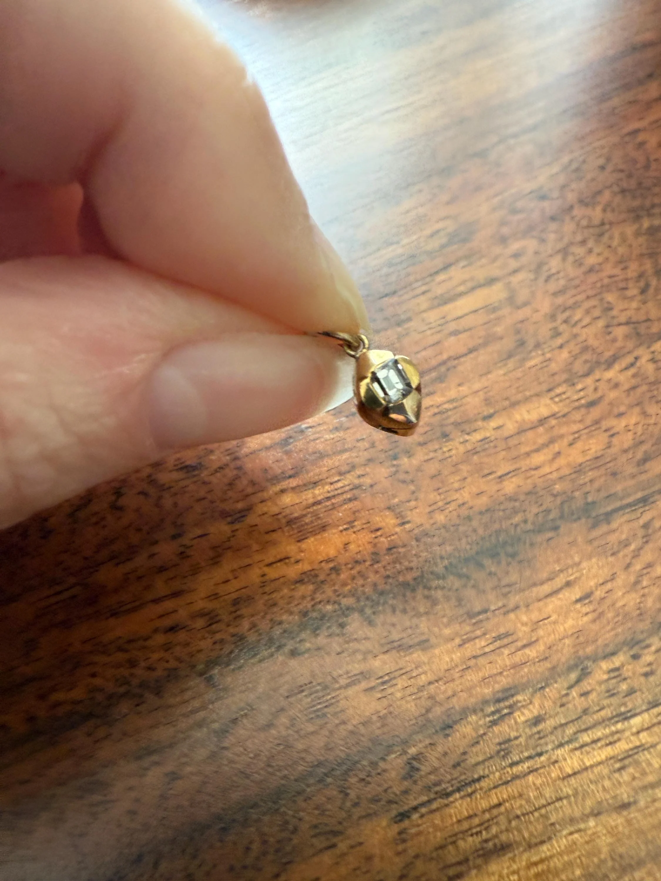 GEORGIAN Era Table Cut DIAMOND Eye Clean Teensiest Tiniest Pendant 18k Gold Pie Crust Bracelet or Necklace Charm Dainty Minimalist Drop - Image 4