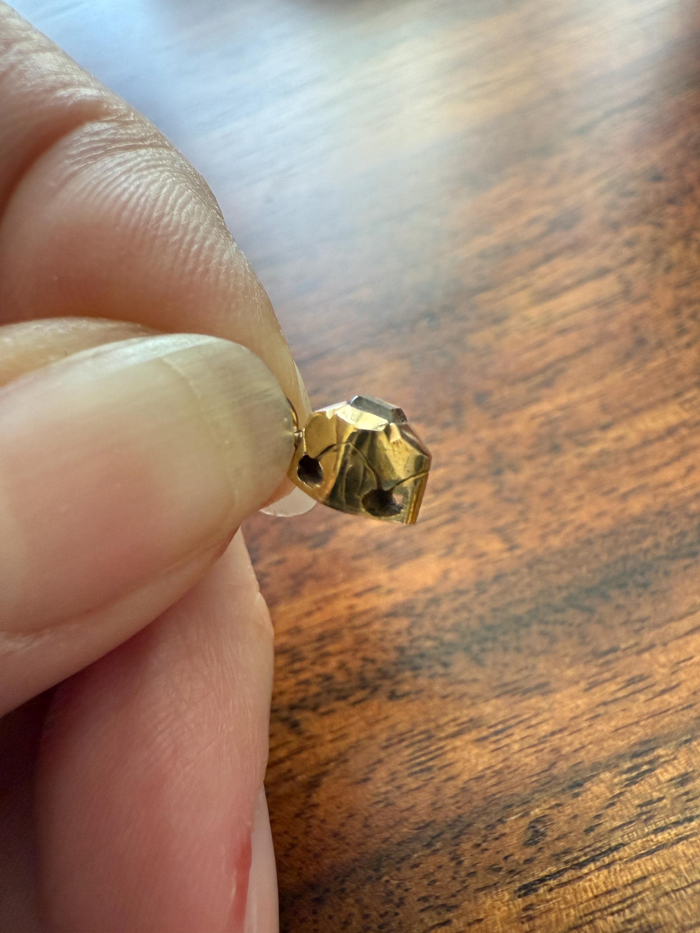 GEORGIAN Era Table Cut DIAMOND Eye Clean Teensiest Tiniest Pendant 18k Gold Pie Crust Bracelet or Necklace Charm Dainty Minimalist Drop - Image 6