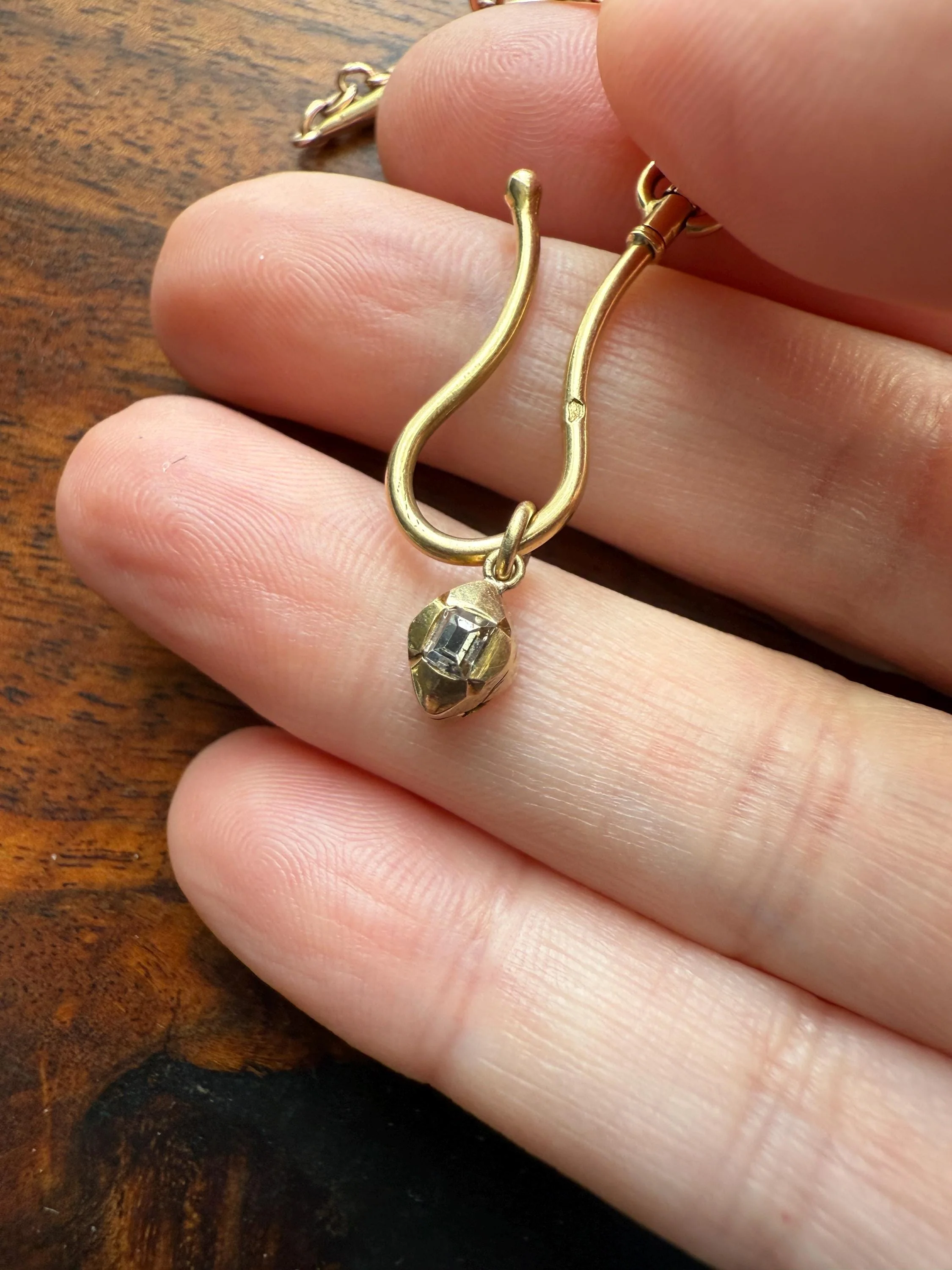 GEORGIAN Era Table Cut DIAMOND Eye Clean Teensiest Tiniest Pendant 18k Gold Pie Crust Bracelet or Necklace Charm Dainty Minimalist Drop - Image 8
