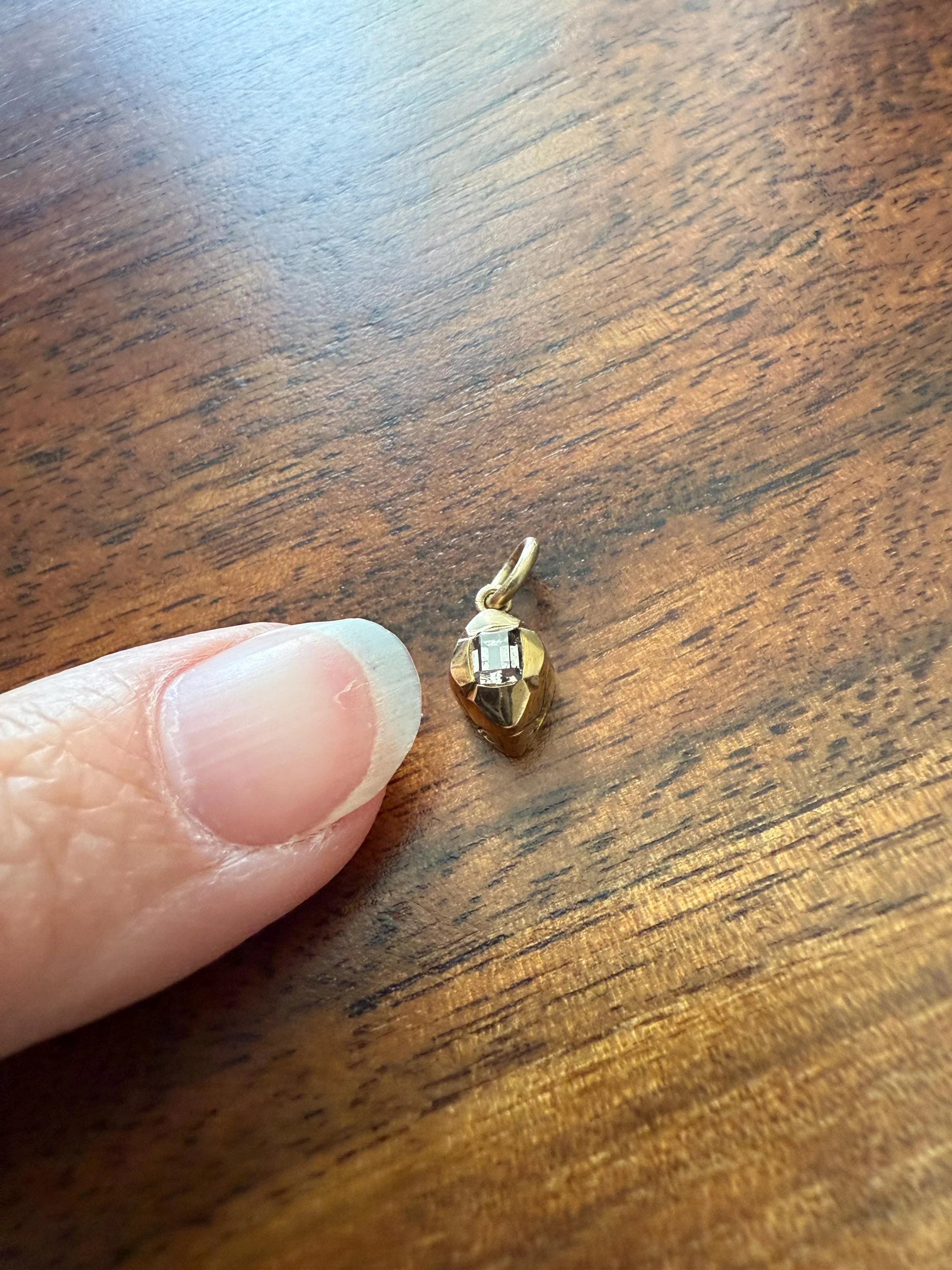 GEORGIAN Era Table Cut DIAMOND Eye Clean Teensiest Tiniest Pendant 18k Gold Pie Crust Bracelet or Necklace Charm Dainty Minimalist Drop - Image 9