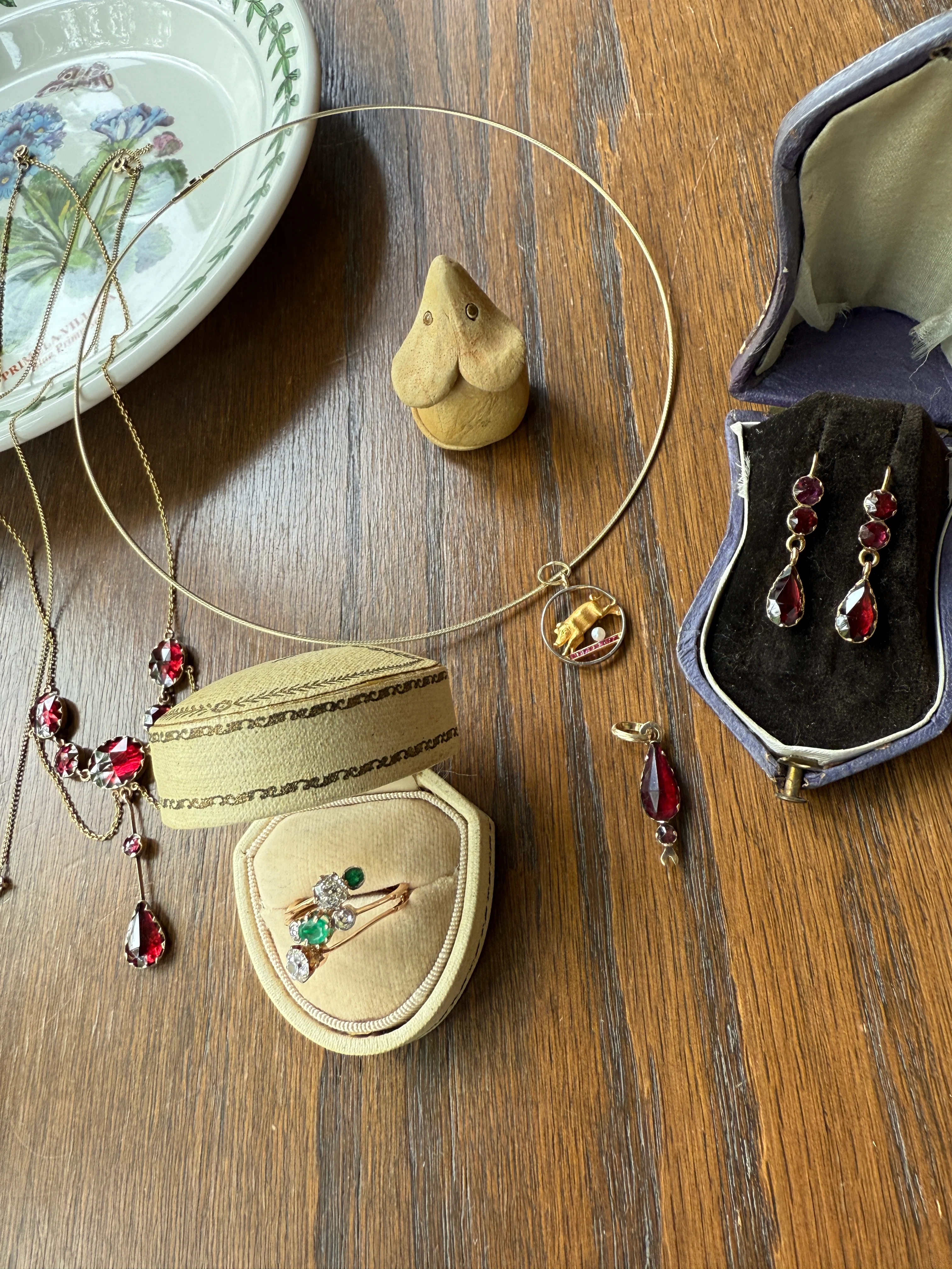 Gorgeous French PERPIGNAN GARNET Festoon NECKLACE Drapery Chain 18k Gold Bezel Set Rose Cut Closed Back Almandine Glowing Raspberry Wine - Image 18