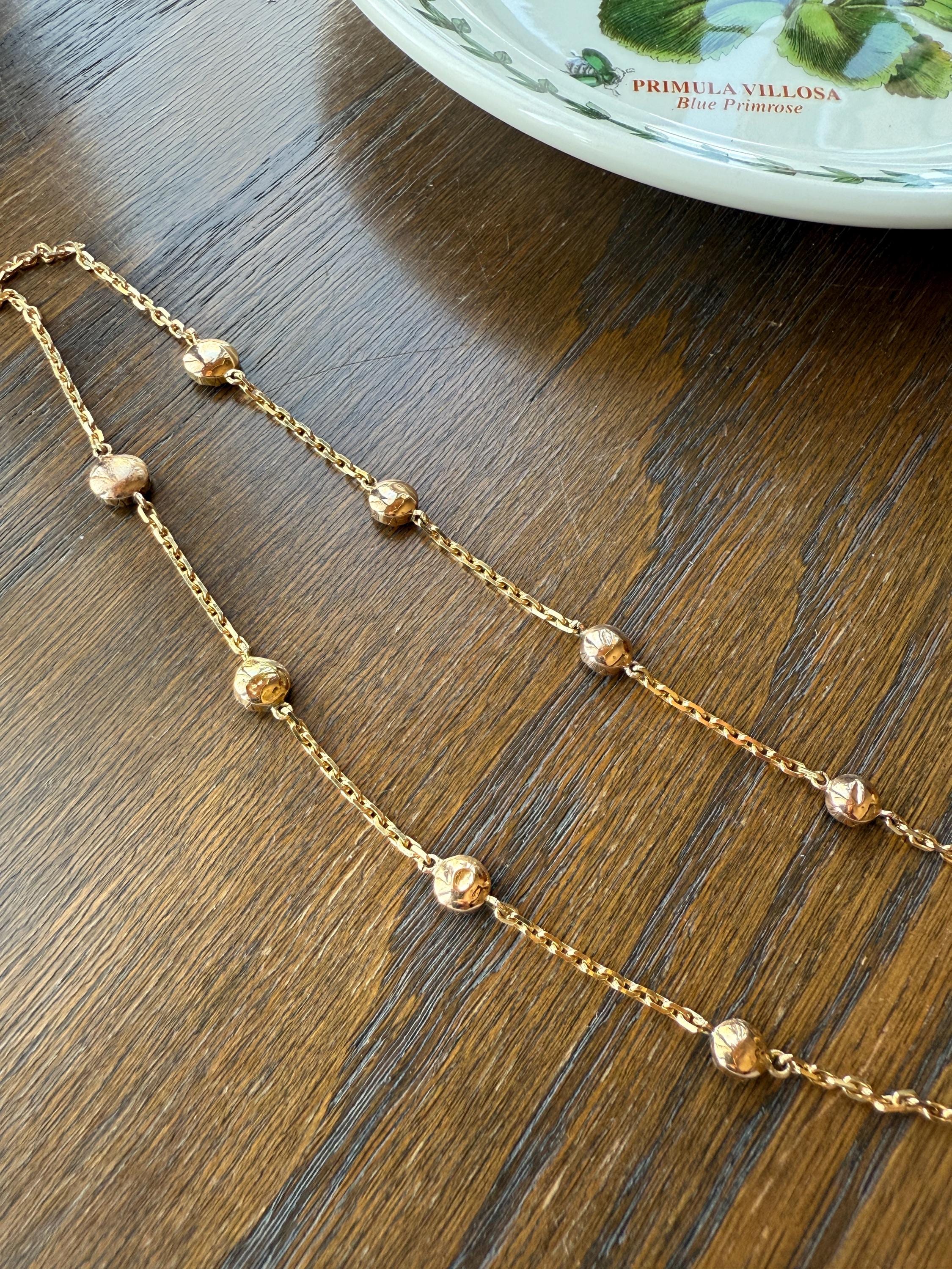 Gorgeous Perpignan GARNET Station Chain Necklace 18k Gold Bezel Set Pendants Rose Cut Closed Back Almandine Glowing Rare Pendant Holder - Image 13