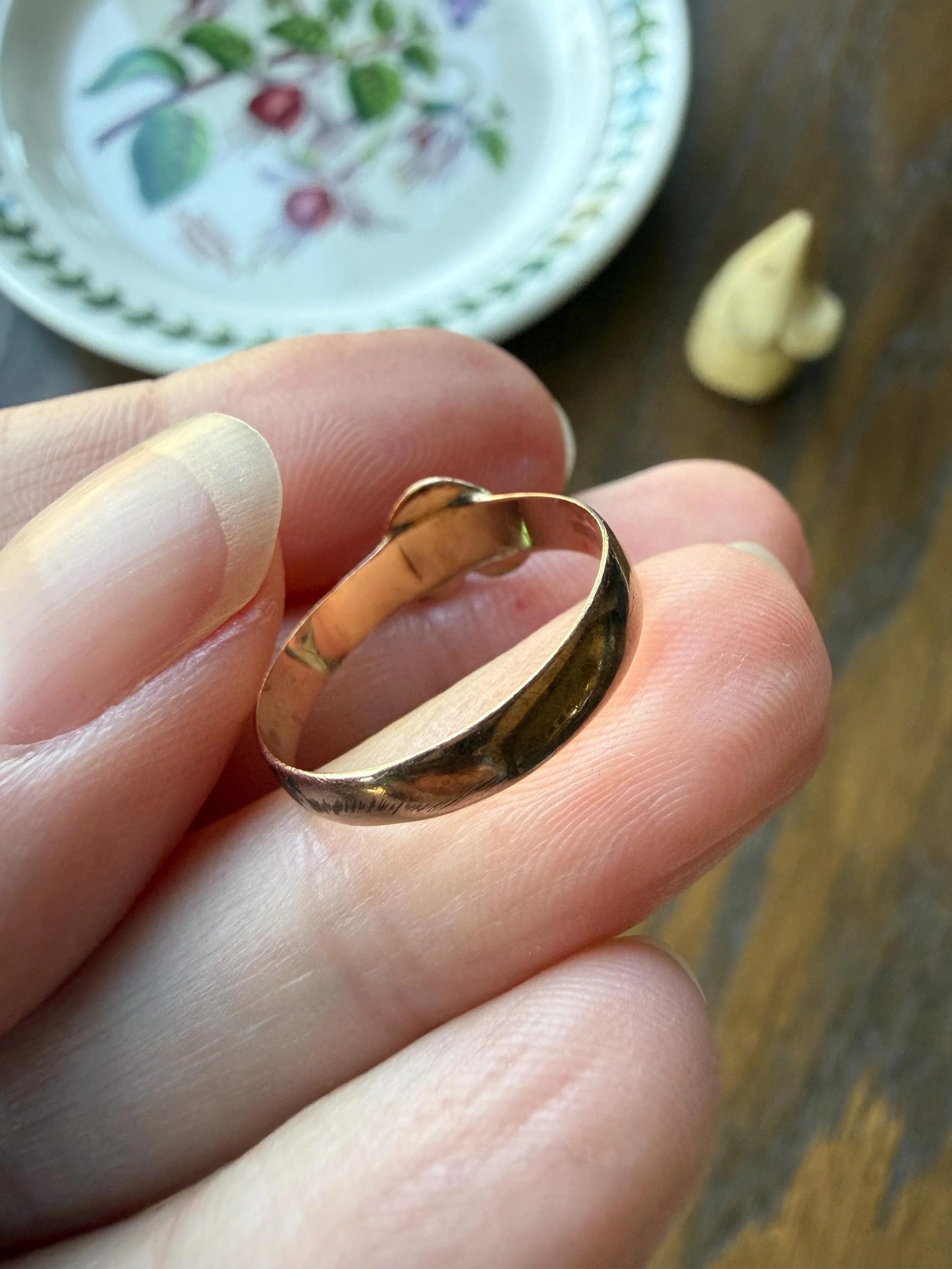 HEART Antique Victorian Rose Gold Stacker Band 10k Gold Ring Figural Stacker Minimalist - Image 10