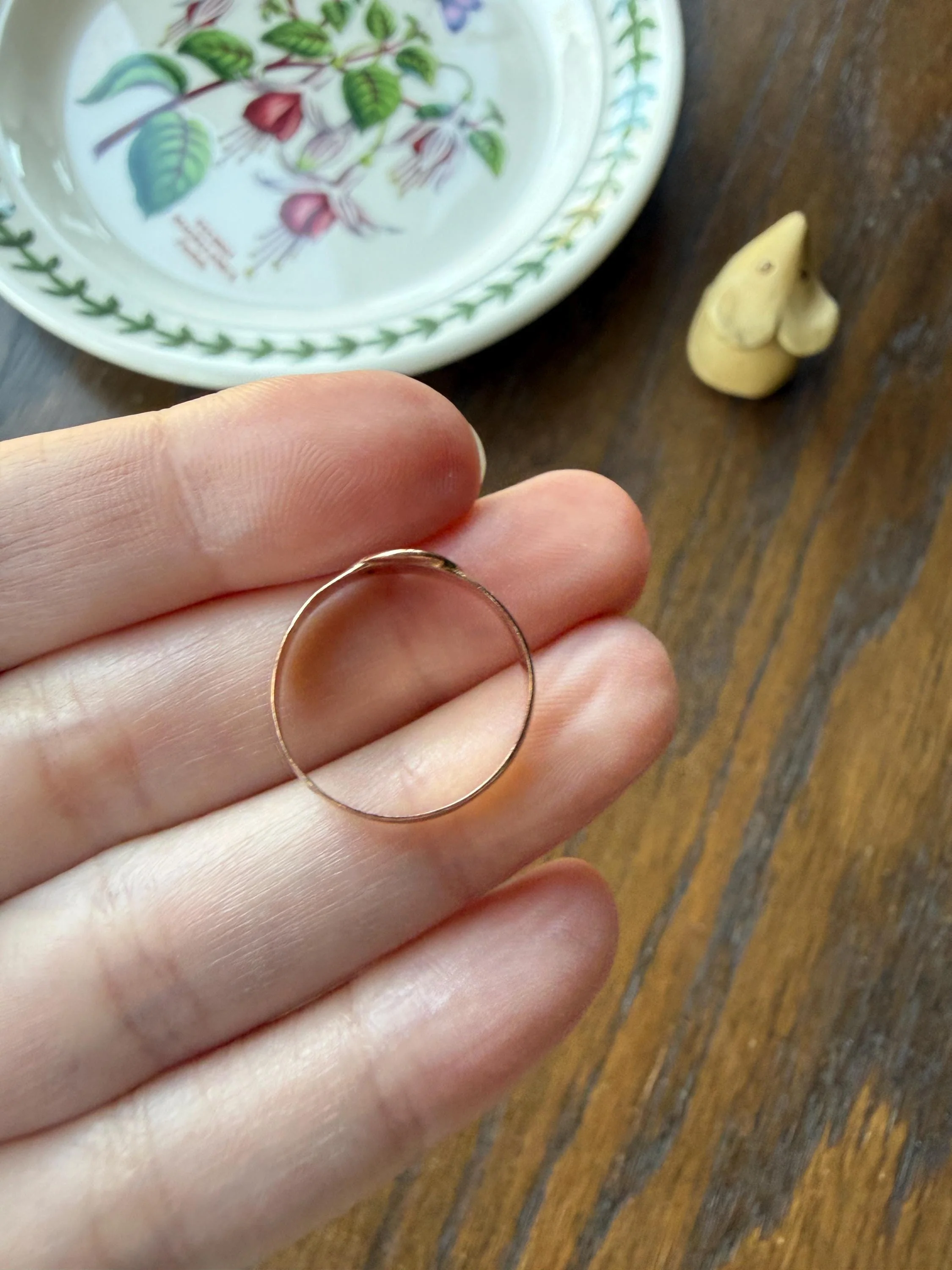 HEART Antique Victorian Rose Gold Stacker Band 10k Gold Ring Figural Stacker Minimalist - Image 11