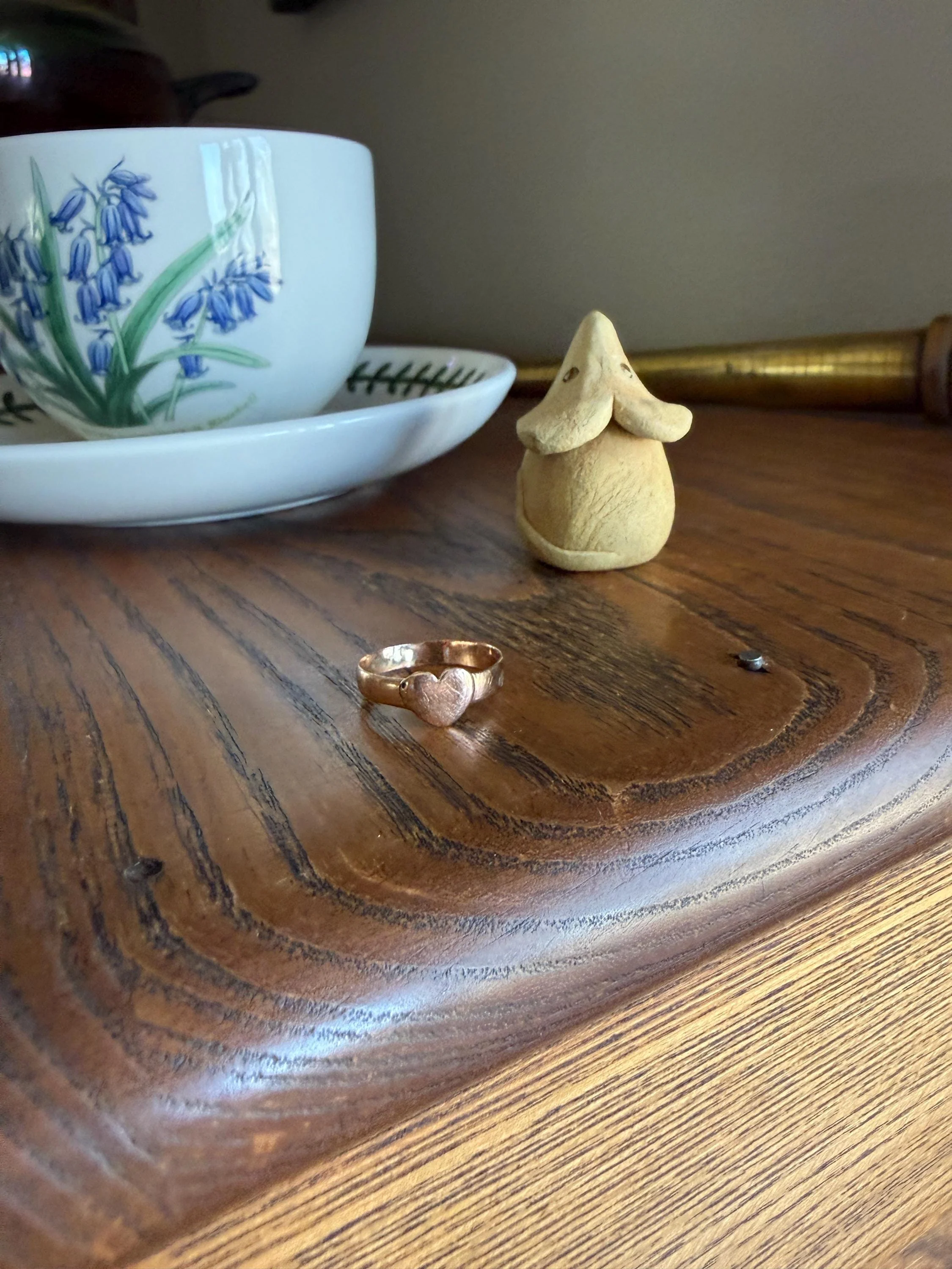 HEART Antique Victorian Rose Gold Stacker Band 10k Gold Ring Figural Stacker Minimalist - Image 4