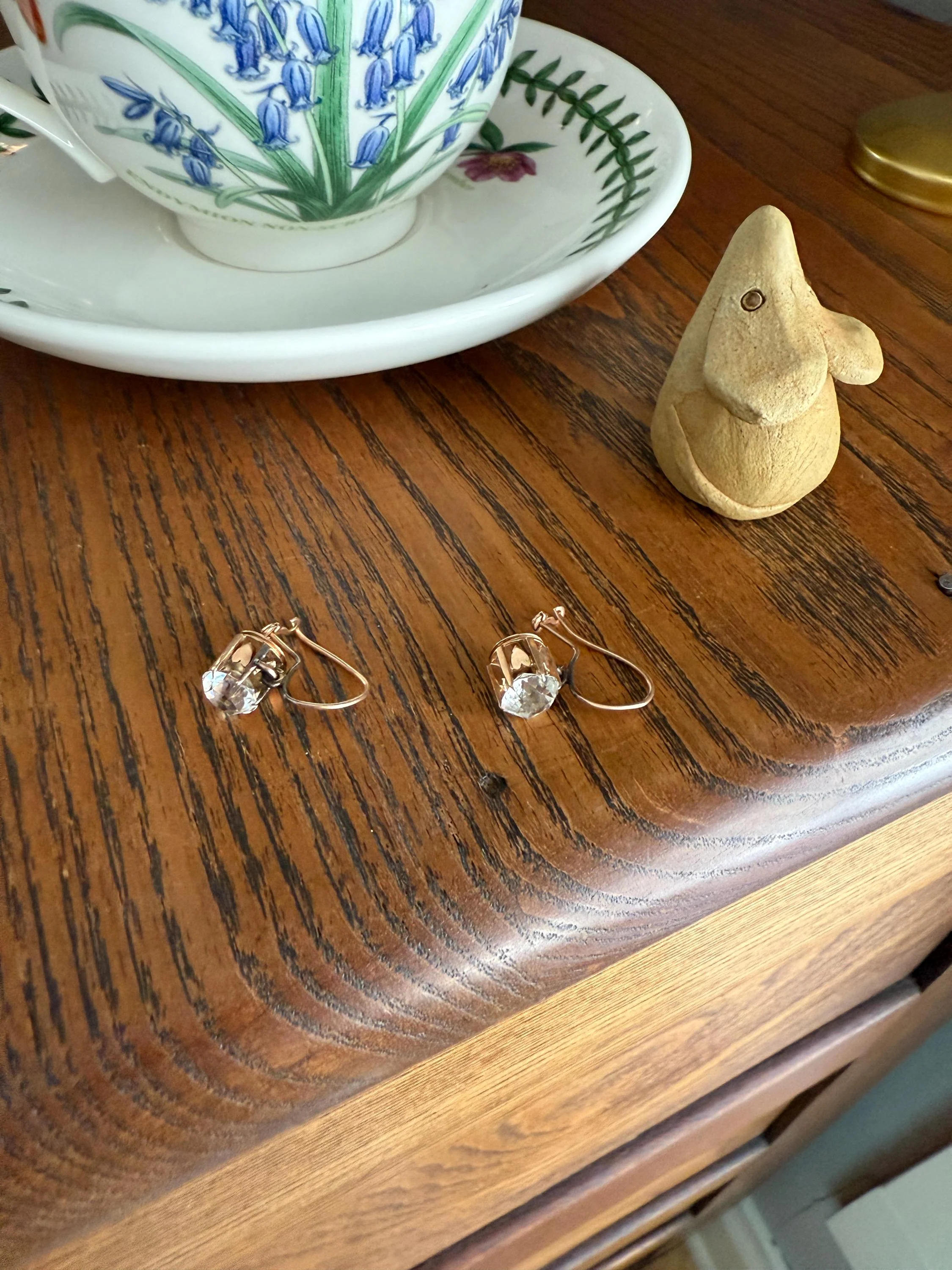 HEARTS 3.3 Carat Super Chunky Old Cut Paste Dangle Earrings 14k Gold Romantic Gift Bridal Something Old Wedding Jewelry Figural - Image 10