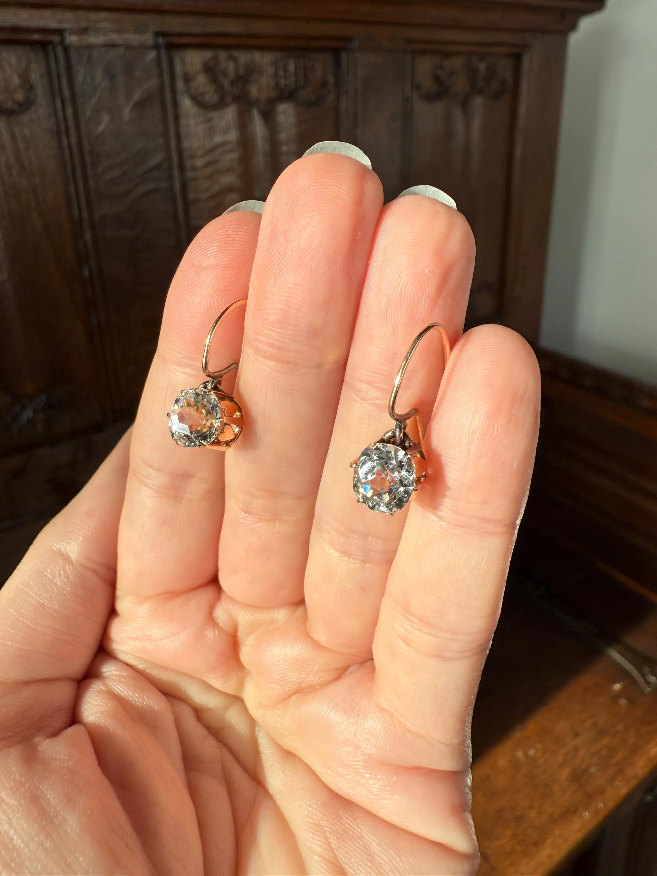 HEARTS 3.3 Carat Super Chunky Old Cut Paste Dangle Earrings 14k Gold Romantic Gift Bridal Something Old Wedding Jewelry Figural - Image 12