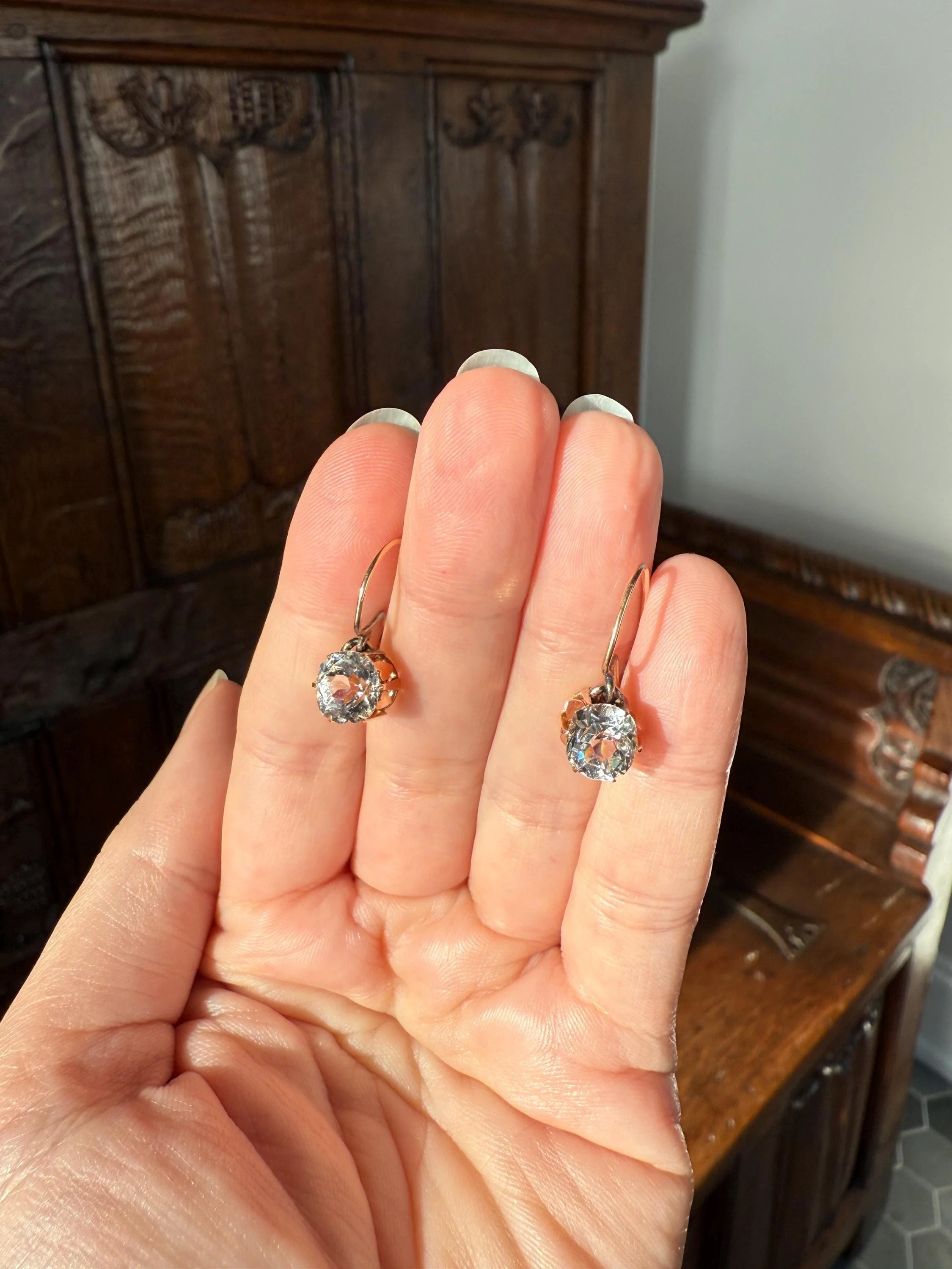HEARTS 3.3 Carat Super Chunky Old Cut Paste Dangle Earrings 14k Gold Romantic Gift Bridal Something Old Wedding Jewelry Figural - Image 13