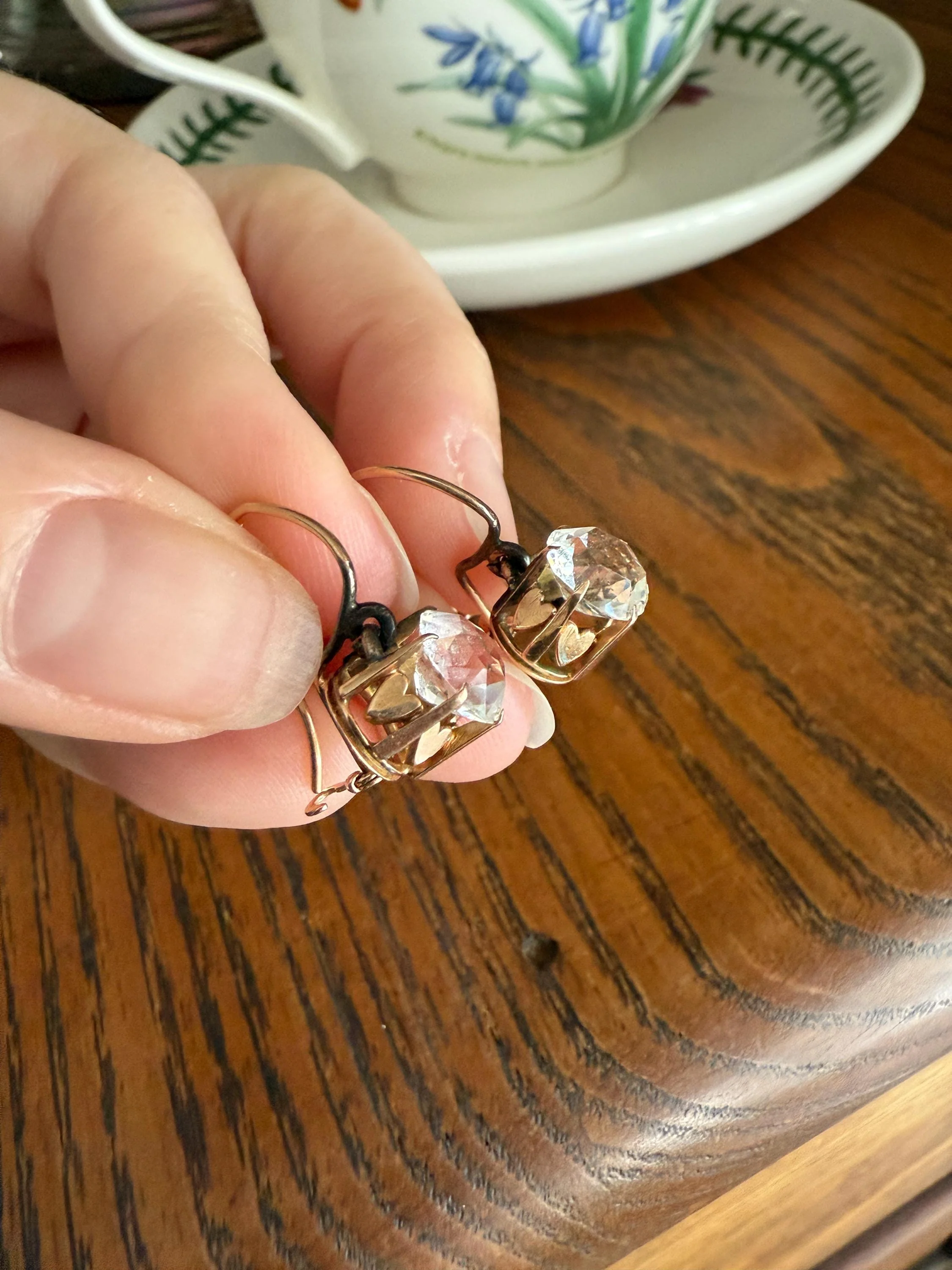 HEARTS 3.3 Carat Super Chunky Old Cut Paste Dangle Earrings 14k Gold Romantic Gift Bridal Something Old Wedding Jewelry Figural - Image 9