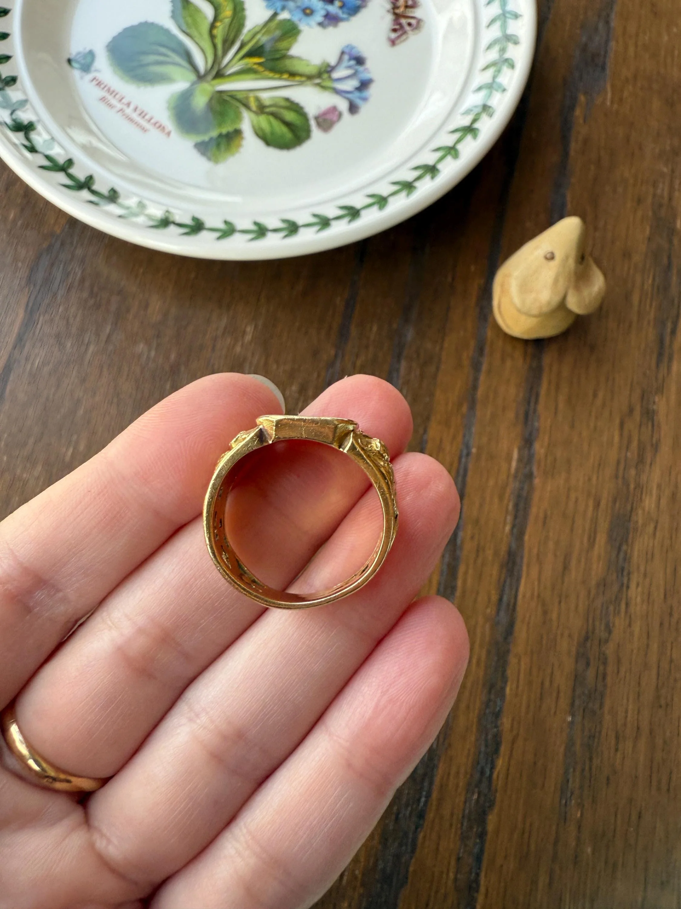 HEAVY Antique LION Chunky SIGNET 15.2g 18k Gold Solid Ring French Figural Animal Head Initial Wax Seal Pb Bp Intaglio Sturdy Band Unisex Man - Image 18