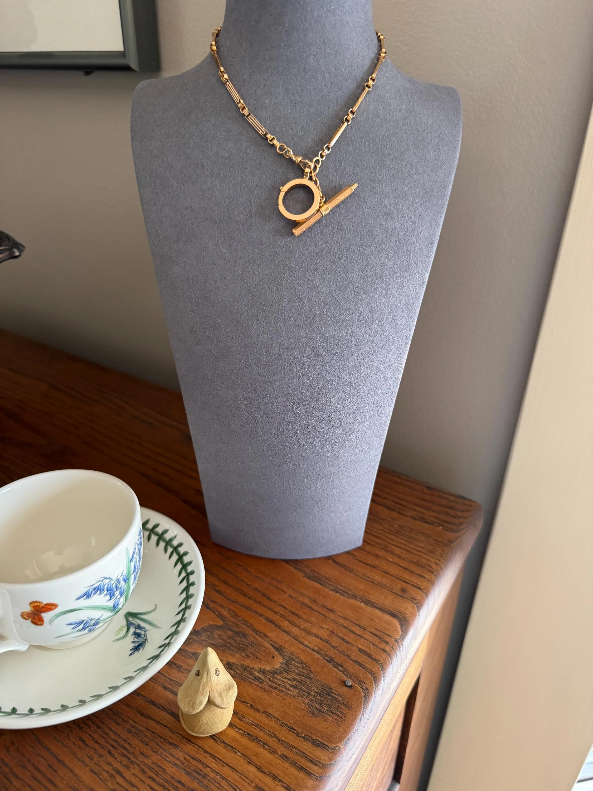 Heavy French Vintage Albert Watch Chain 20g 18k GOLD Solid Chunky Chain Necklace Oval Links XL Spring Ring T Bar Short Choker Extender - Image 12