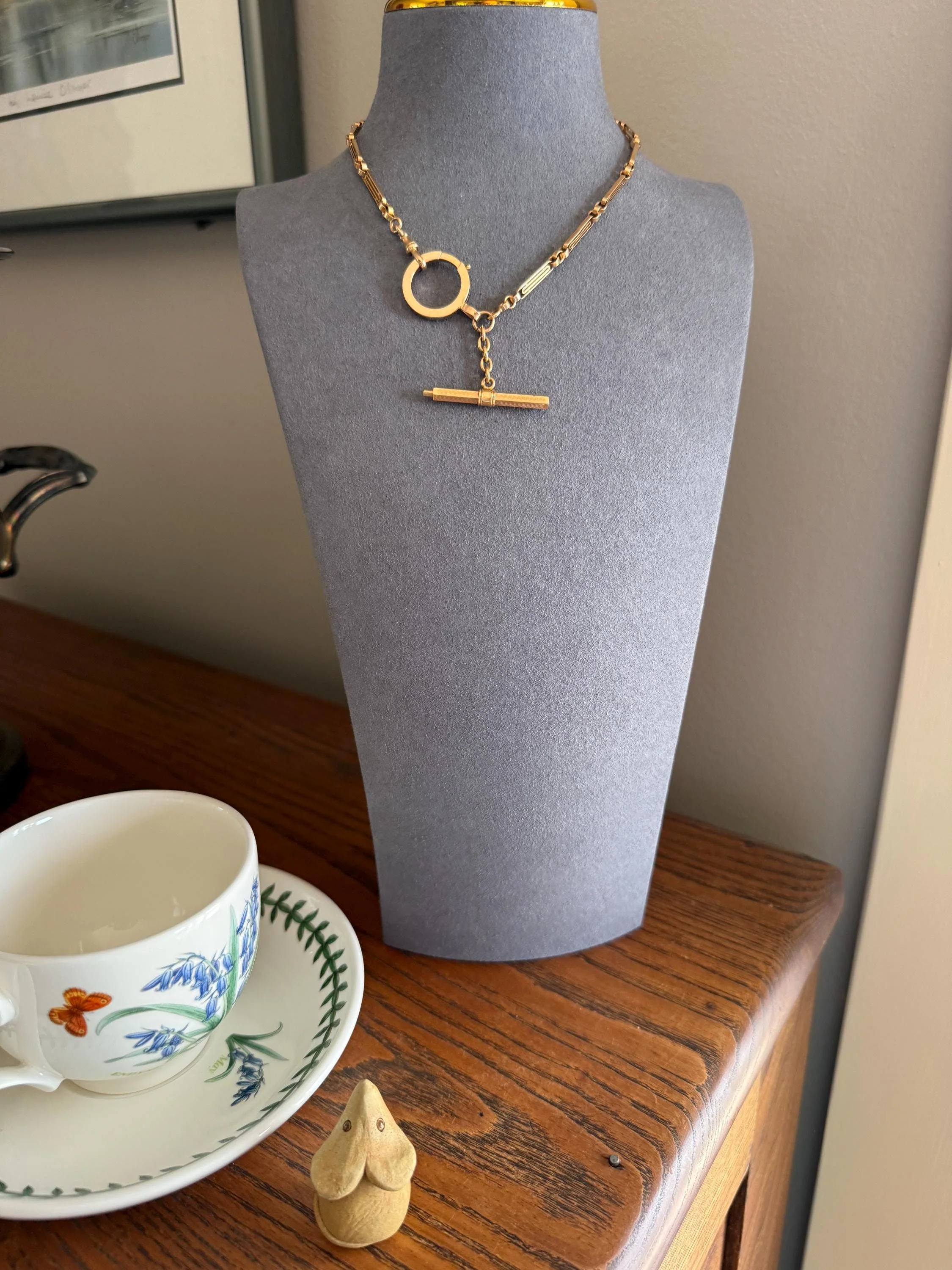 Heavy French Vintage Albert Watch Chain 20g 18k GOLD Solid Chunky Chain Necklace Oval Links XL Spring Ring T Bar Short Choker Extender - Image 13