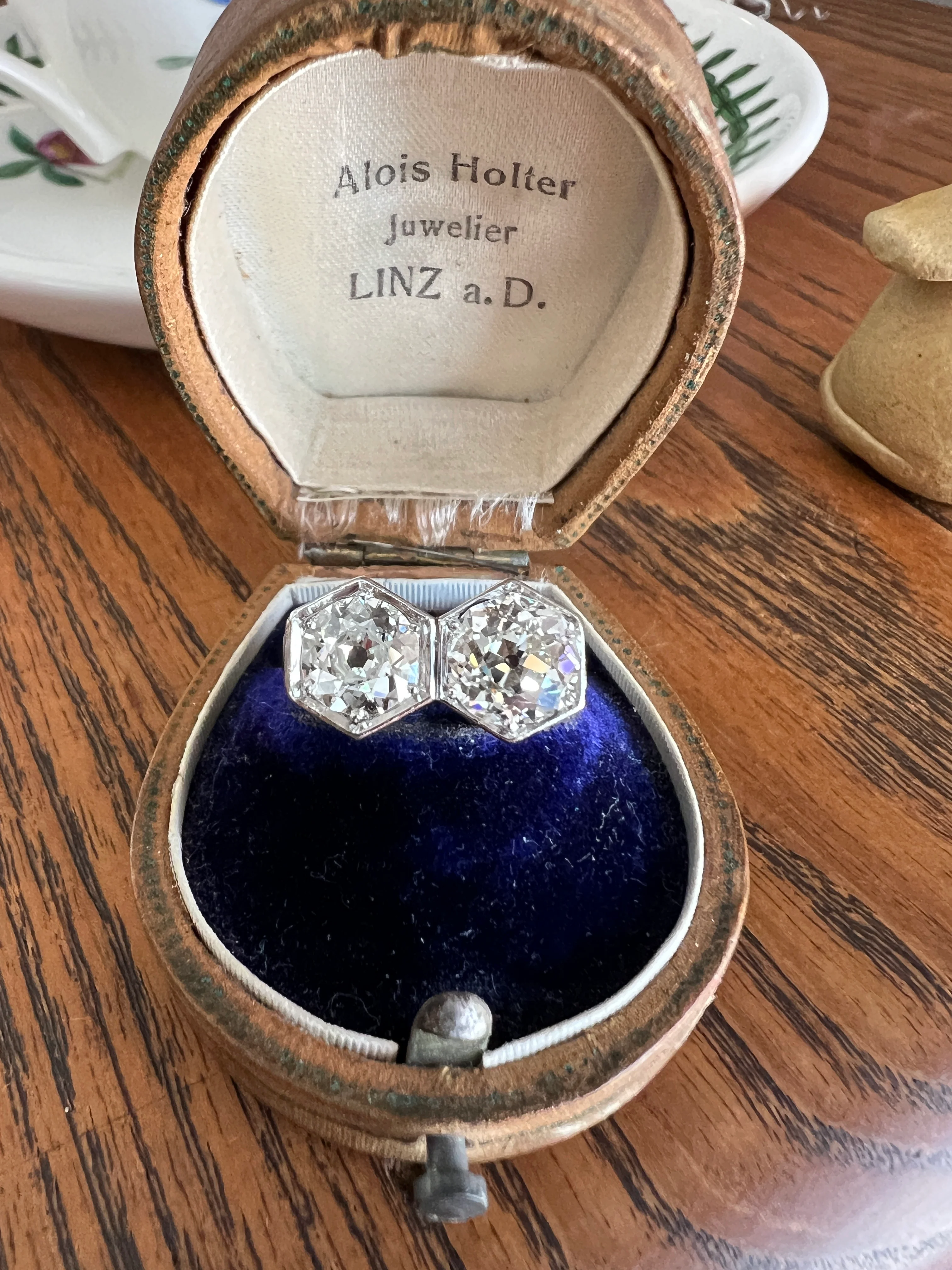 HEXAGON Toi et Moi 3.3 CARAT Eye Clean Old Mine Cut Diamond Two Stone Antique Ring PLATINUM French Geometric Engagement - Image 22