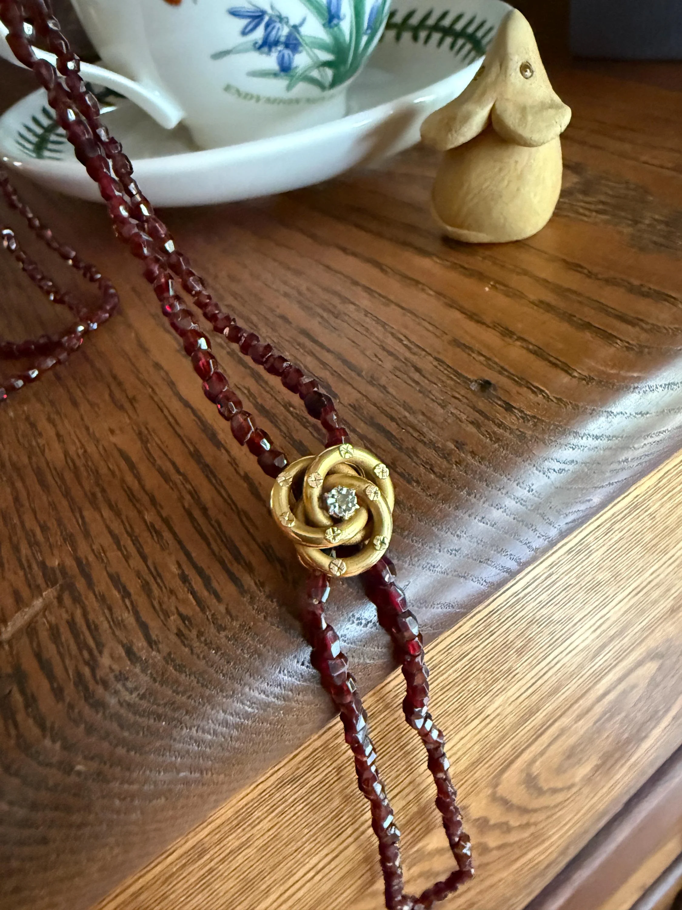KNOT Twist Four Color FRENCH Antique Rose Cut Diamond 18k Gold FIGURAL Slide Pendant Bracelet Charm Clip Floral Star Victorian Clasp Slider - Image 4