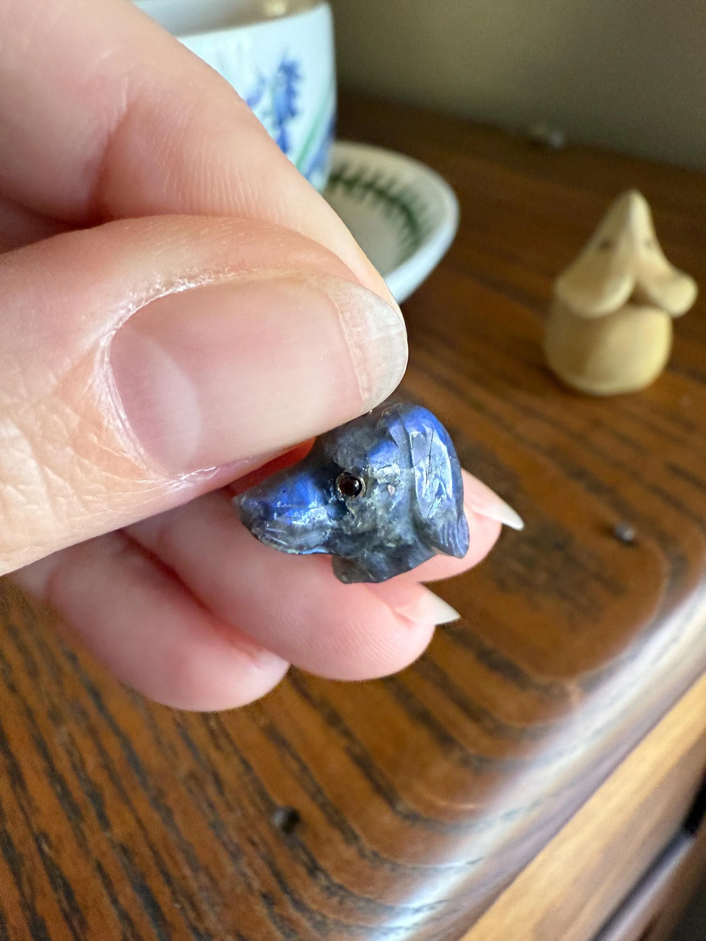 LABRADORITE Blue Labrador ; ) DOG Head Carved Antique Victorian French 18k Gold Figural Hunting Loyalty Hound Pendant Bracelet Charm Animal - Image 7