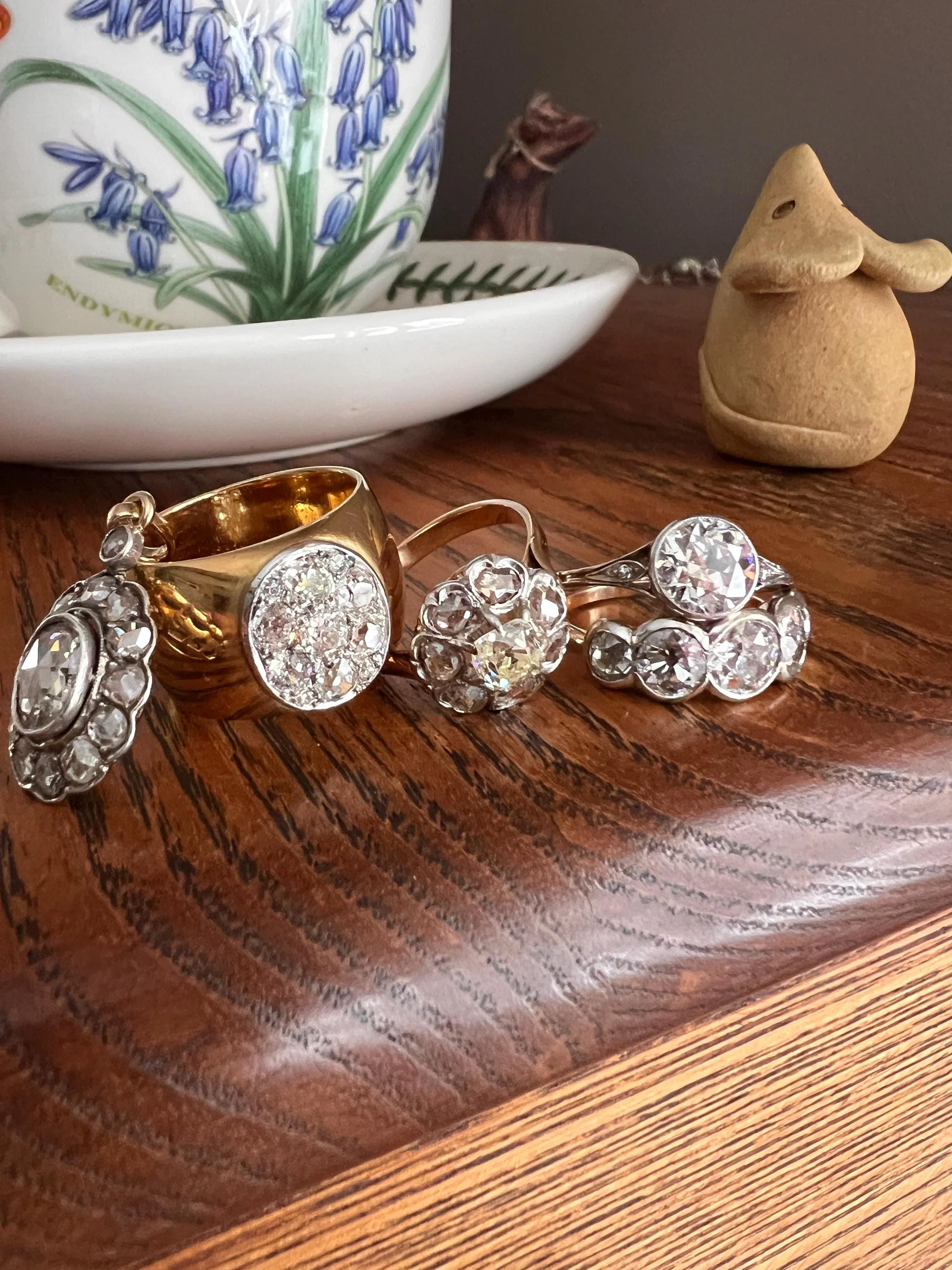 Large Antique Halo Cluster PENDANT 2 Carats Rose Cut DIAMOND French 18k Gold Silver - Image 10