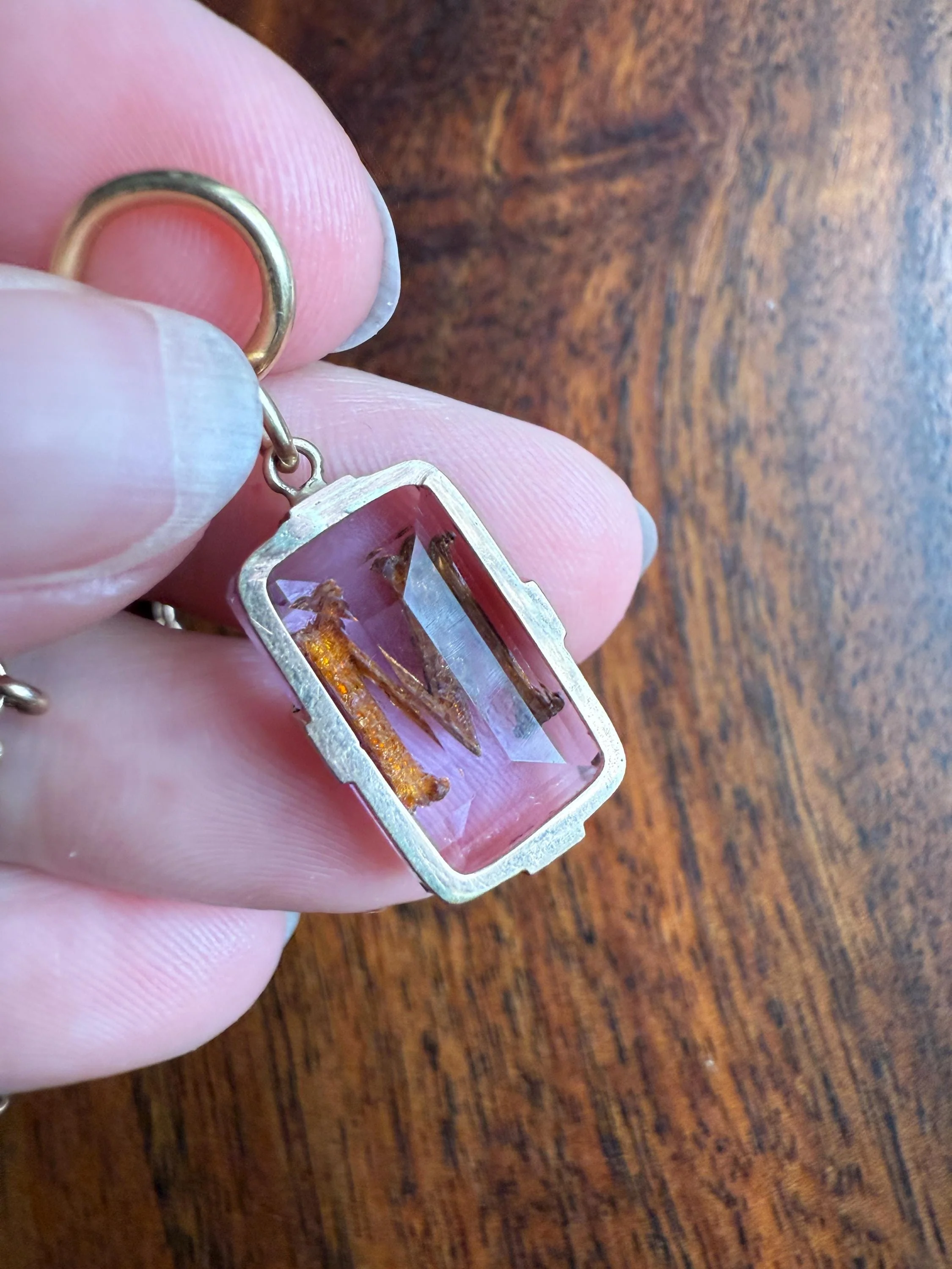 LETTER M Amethyst French Antique Victorian 18k Gold Figural Pendant Rosy Belle Epoque Necklace Bracelet Charm Lilac Purple Pearl Inlay - Image 13