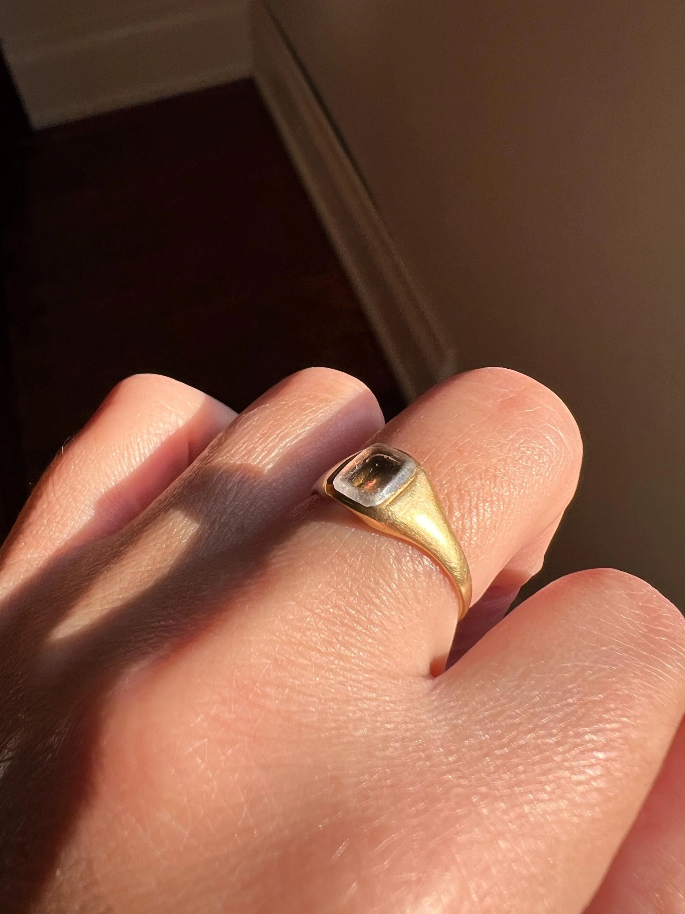 LOCKET Back Ring 18k Gold Quartz Rock Crystal Beveled Frame French Antique Georgian OPENS Hinged Compartment - Image 11