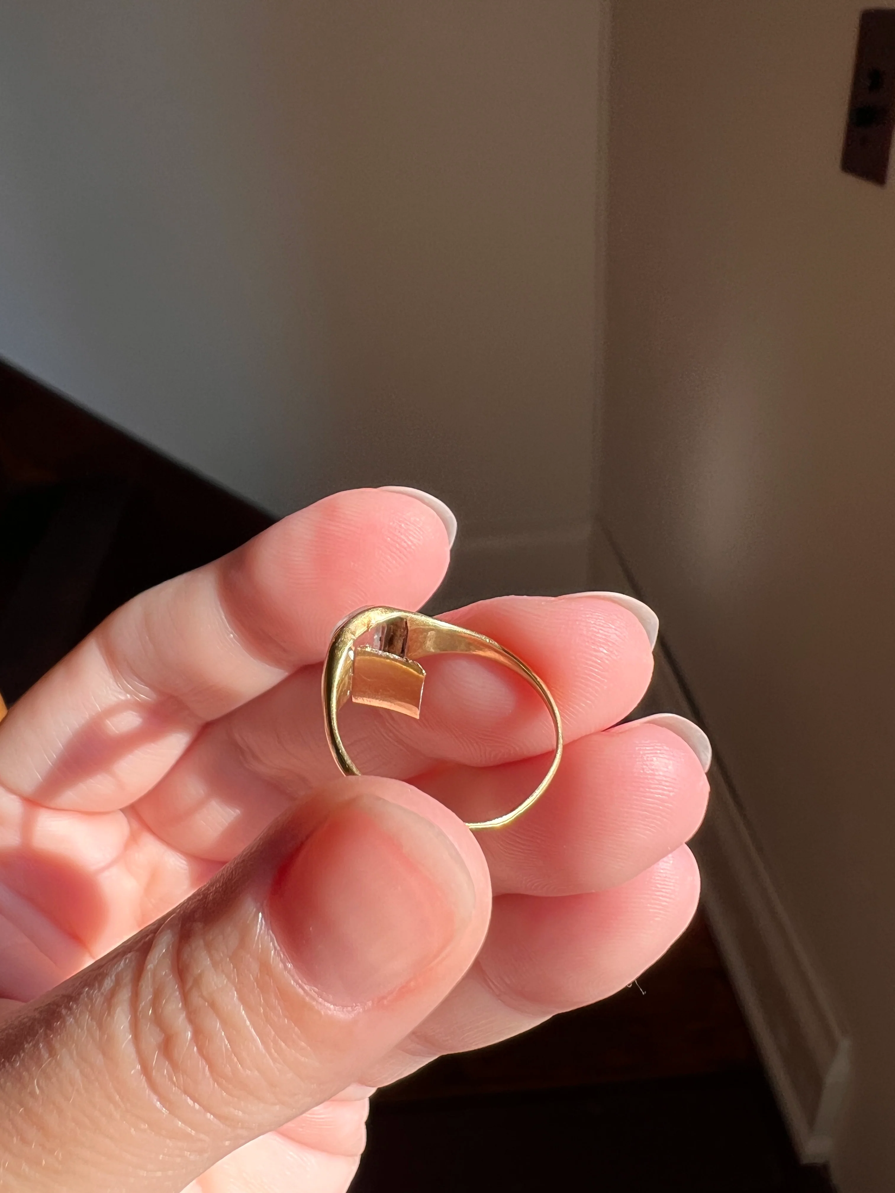 LOCKET Back Ring 18k Gold Quartz Rock Crystal Beveled Frame French Antique Georgian OPENS Hinged Compartment - Image 14