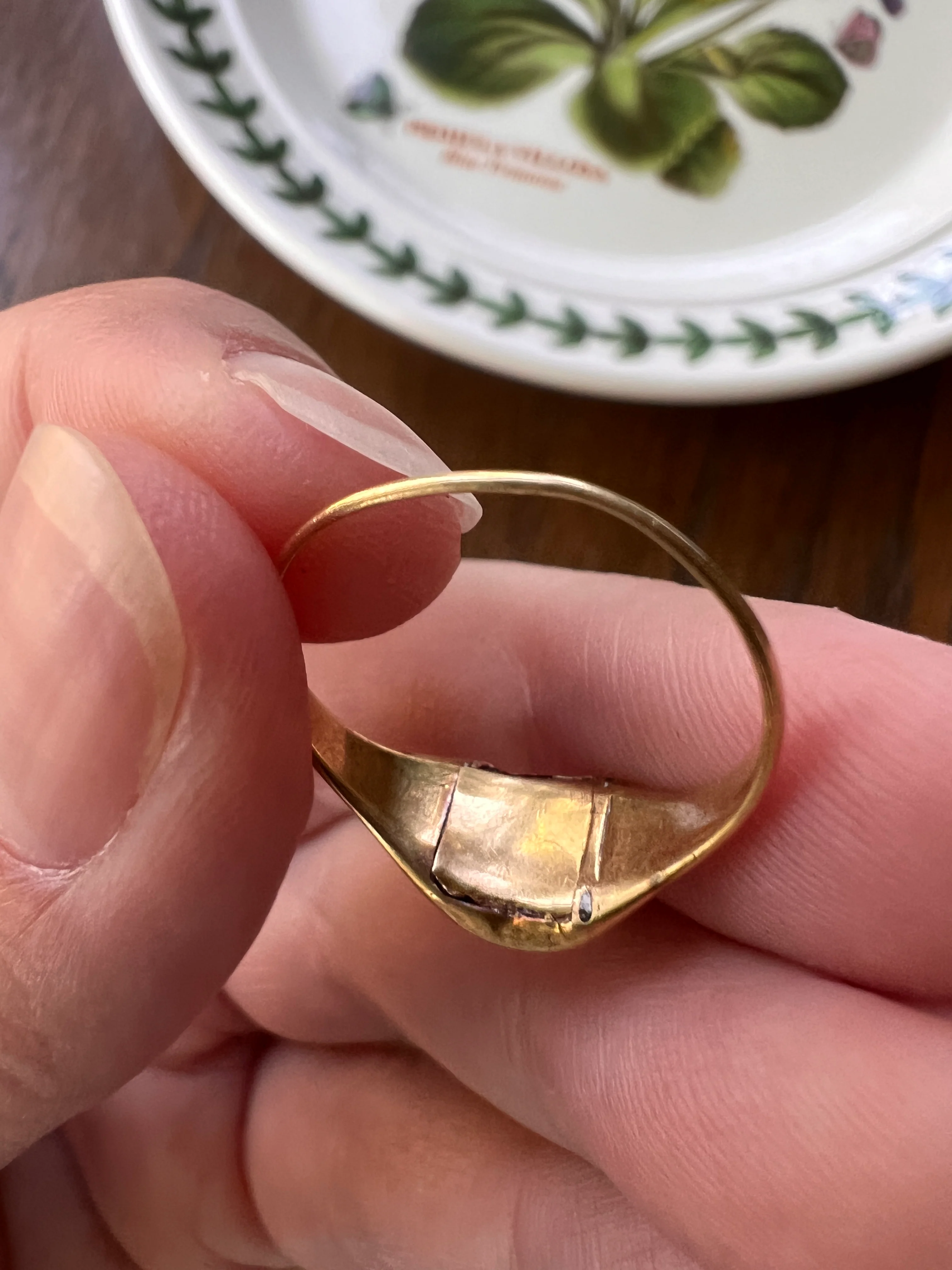 LOCKET Back Ring 18k Gold Quartz Rock Crystal Beveled Frame French Antique Georgian OPENS Hinged Compartment - Image 15