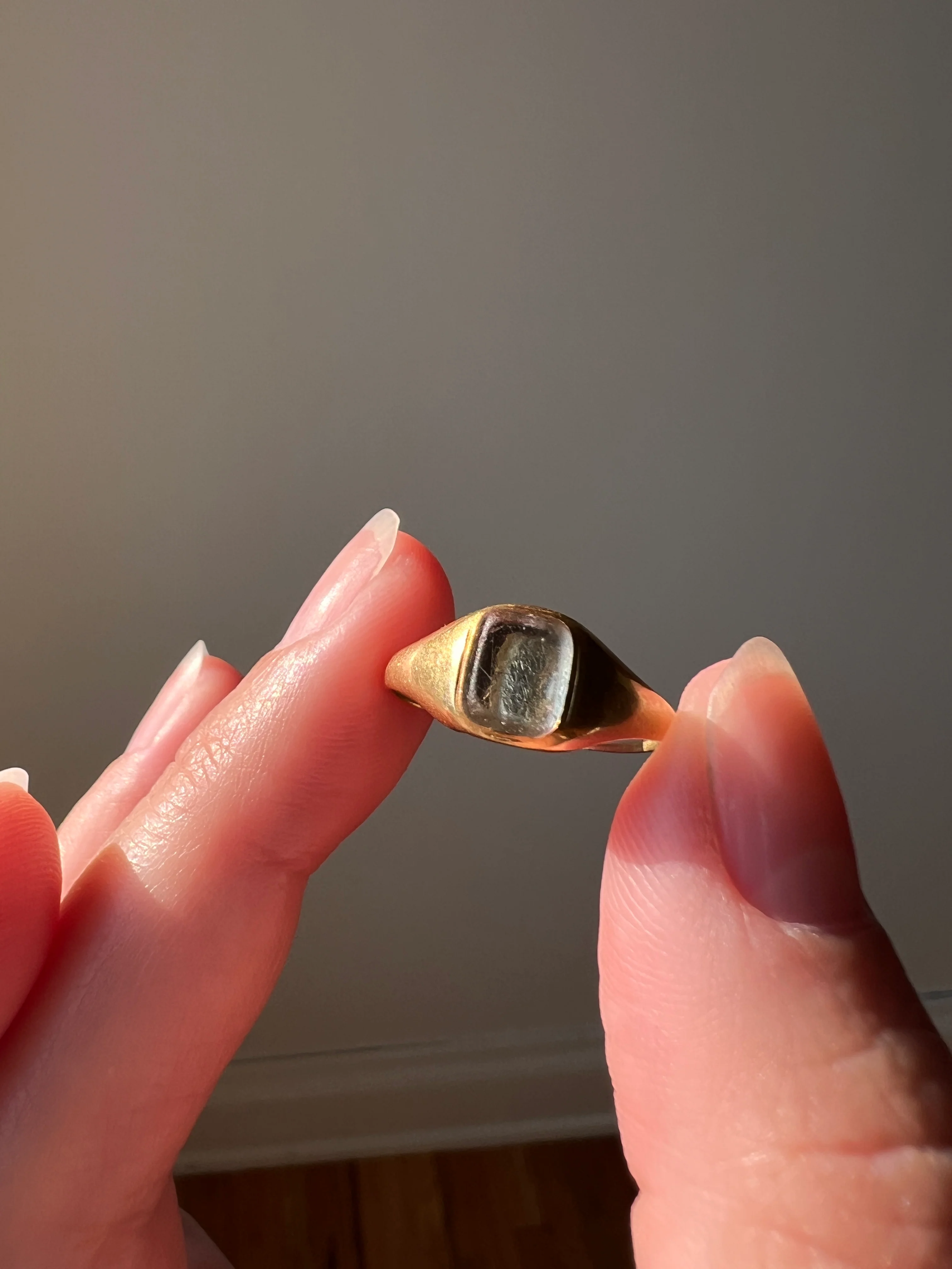 LOCKET Back Ring 18k Gold Quartz Rock Crystal Beveled Frame French Antique Georgian OPENS Hinged Compartment - Image 18