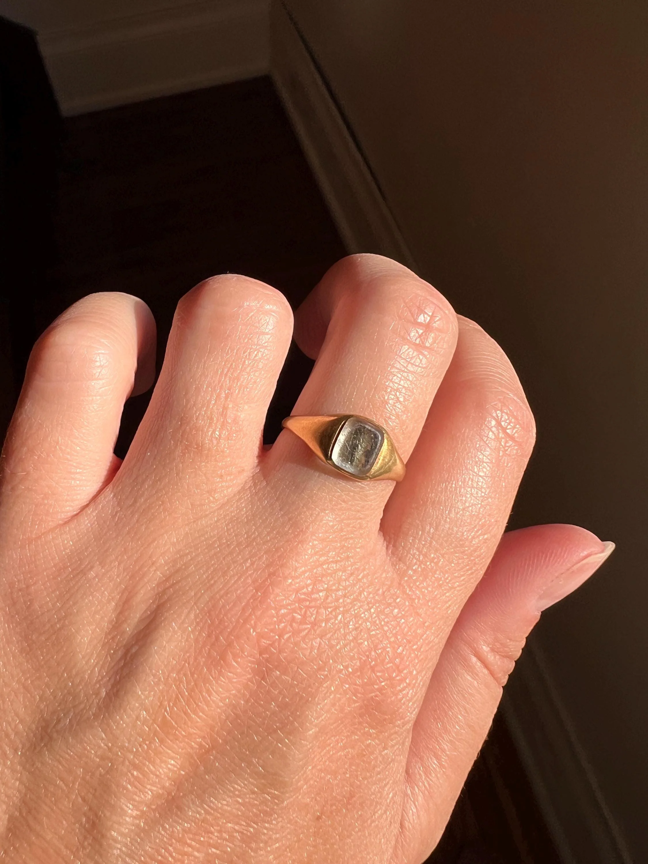 LOCKET Back Ring 18k Gold Quartz Rock Crystal Beveled Frame French Antique Georgian OPENS Hinged Compartment - Image 3