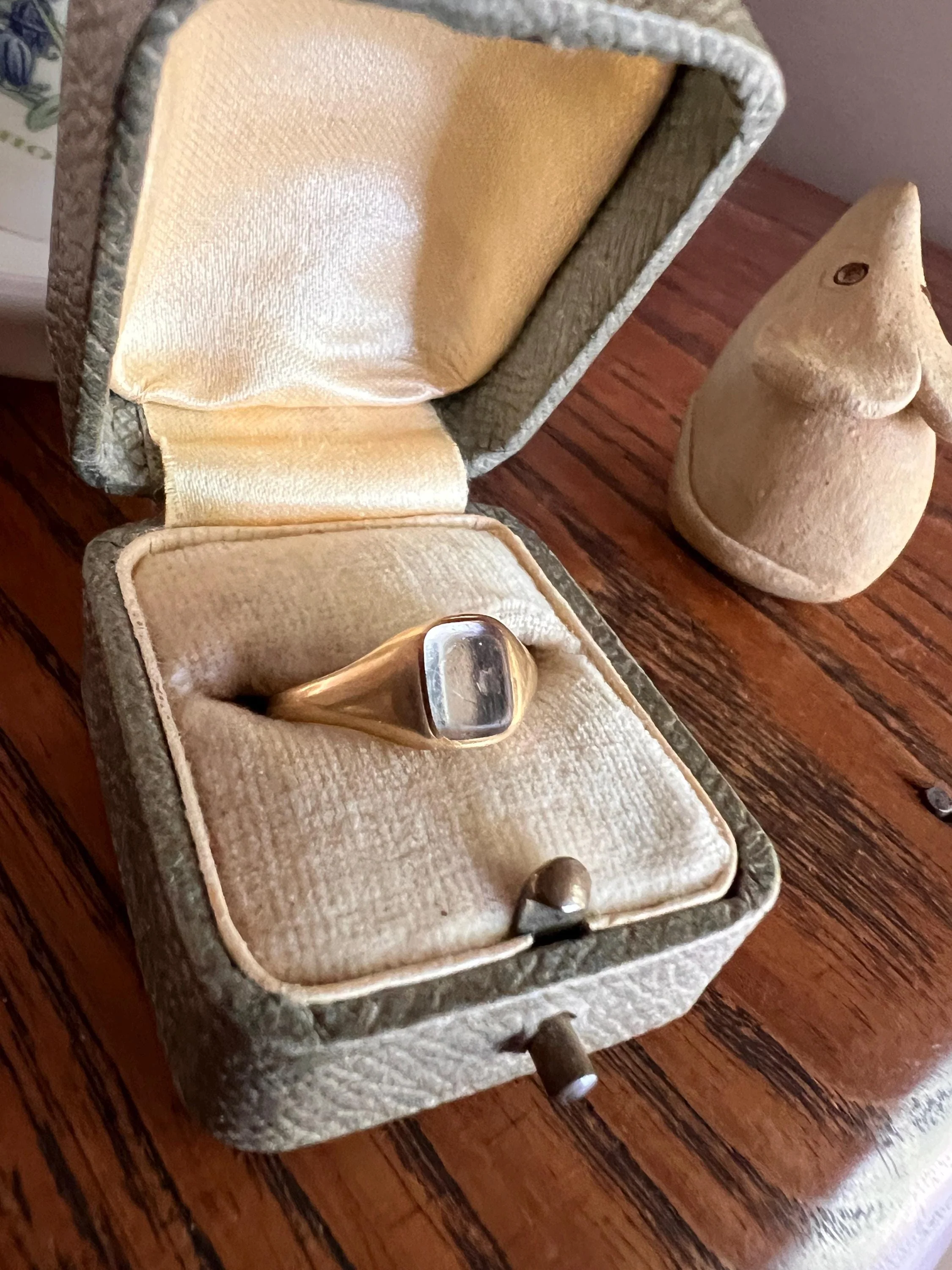 LOCKET Back Ring 18k Gold Quartz Rock Crystal Beveled Frame French Antique Georgian OPENS Hinged Compartment - Image 7