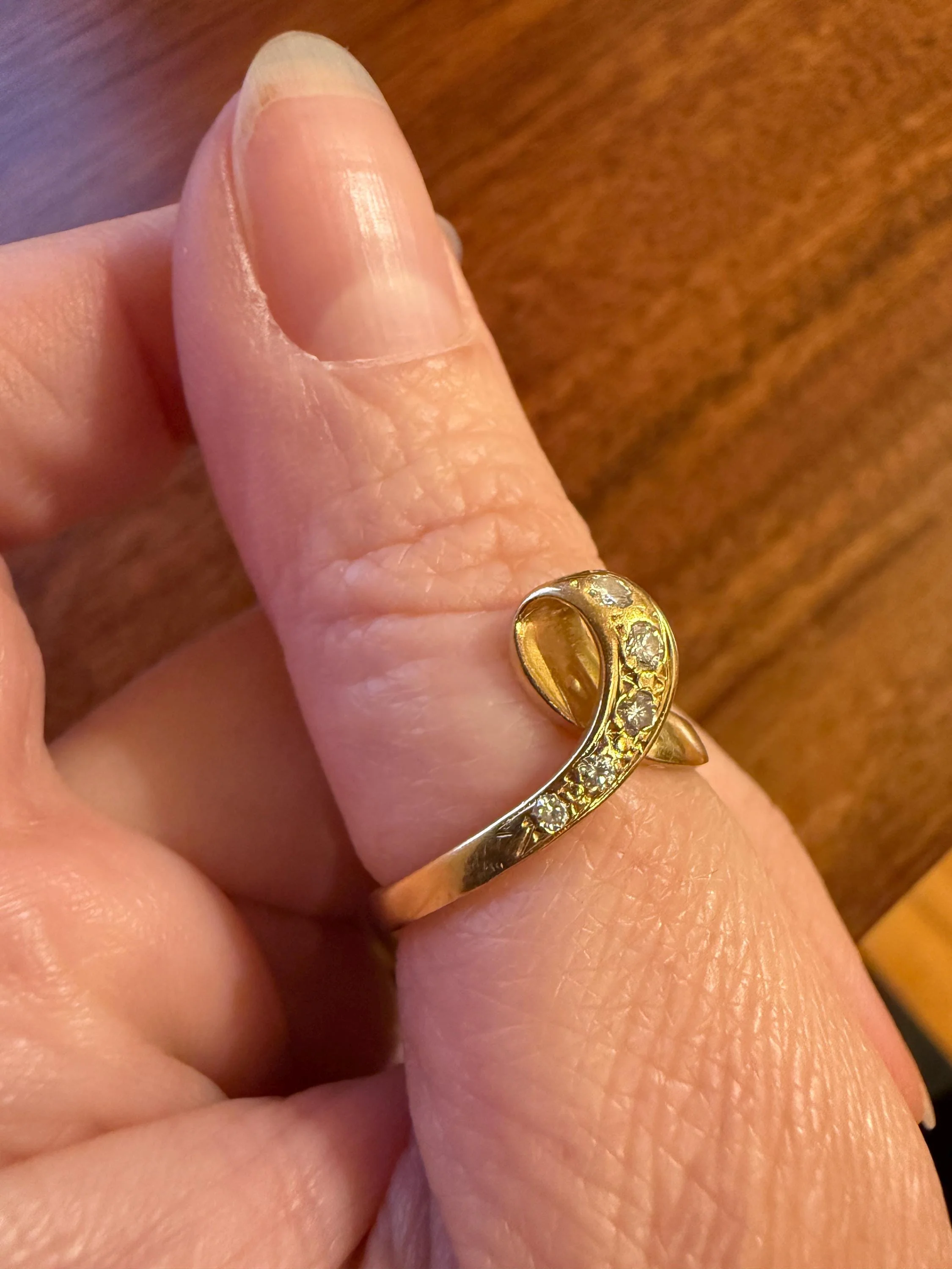 LOOP 3D French Vintage Curled Stacker Band Looped Ring 18k Gold Single Cut Diamonds Figural Tiara Chevron V Ring Retro - Image 14