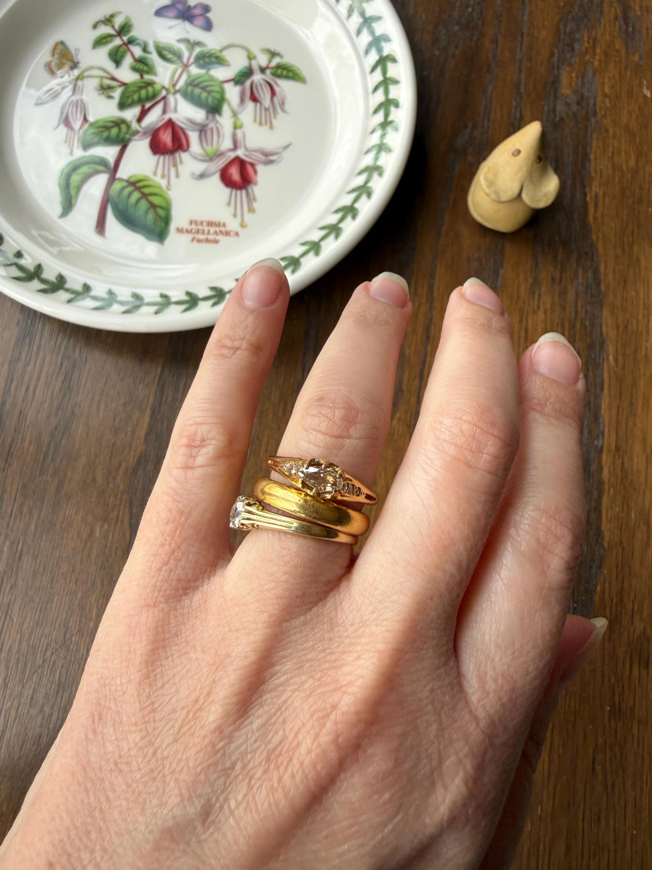 Marquise East West Old Mine Cut Ornate Filigree Ring 18k Gold French Antique Unique Band Stacker - Image 17