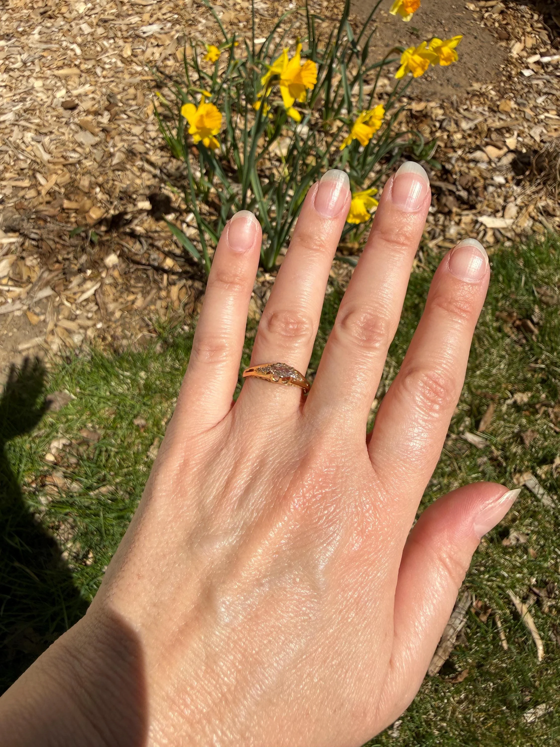 Marquise East West Old Mine Cut Ornate Filigree Ring 18k Gold French Antique Unique Band Stacker - Image 18