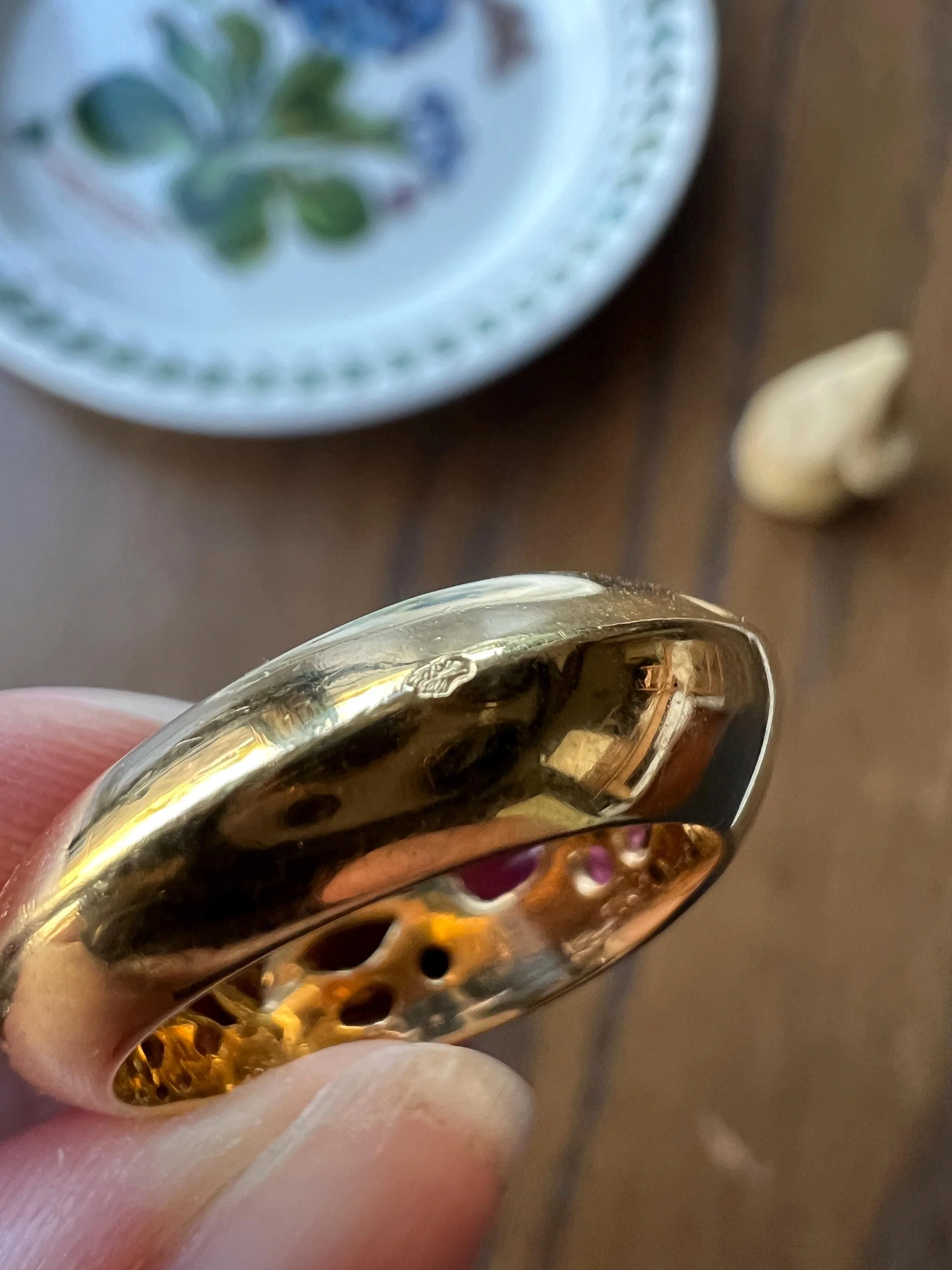 MEGA Natural Pink TOURMALINE Knife Edge Domed Bombe Ring Band French Vintage Preowned HEAVY 13.6g 18k Gold Retro Statement Stacker - Image 10