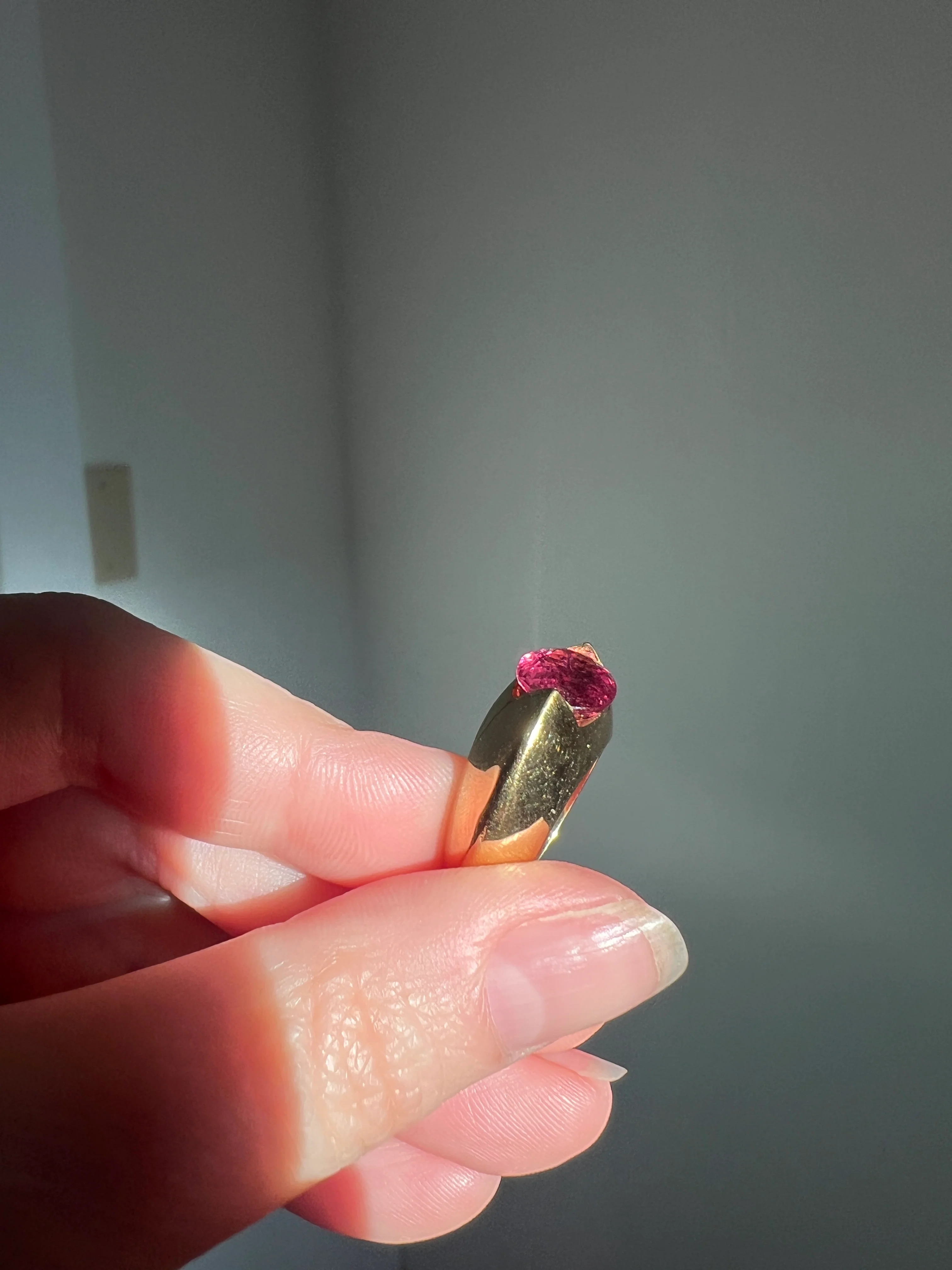 MEGA Natural Pink TOURMALINE Knife Edge Domed Bombe Ring Band French Vintage Preowned HEAVY 13.6g 18k Gold Retro Statement Stacker - Image 20