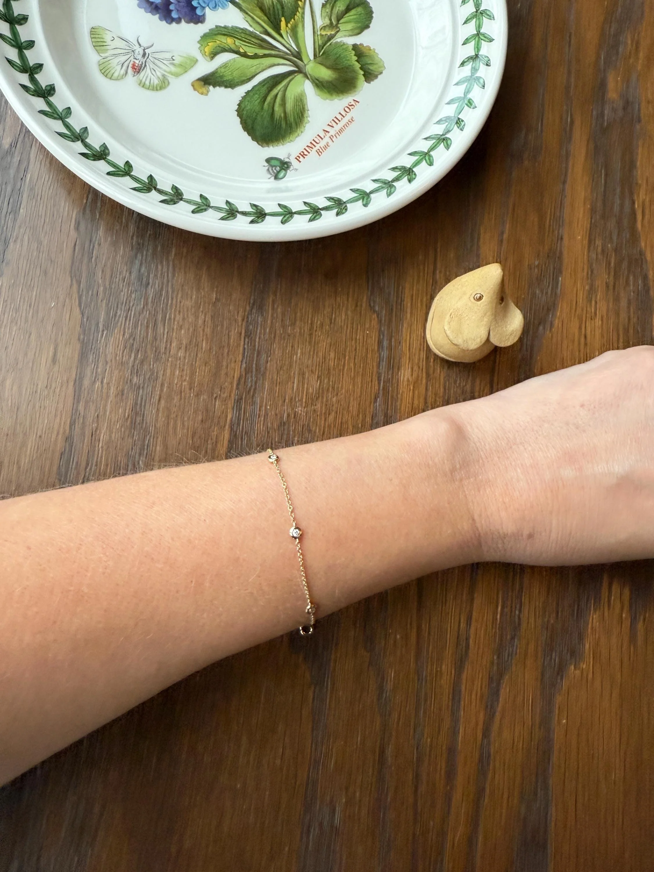 Minimalist Diamond Dainty Station Chain BRACELET 14k Gold Vintage Bezel Set Five Stone Wriststack Geometric Romantic Gift Adjustable - Image 2