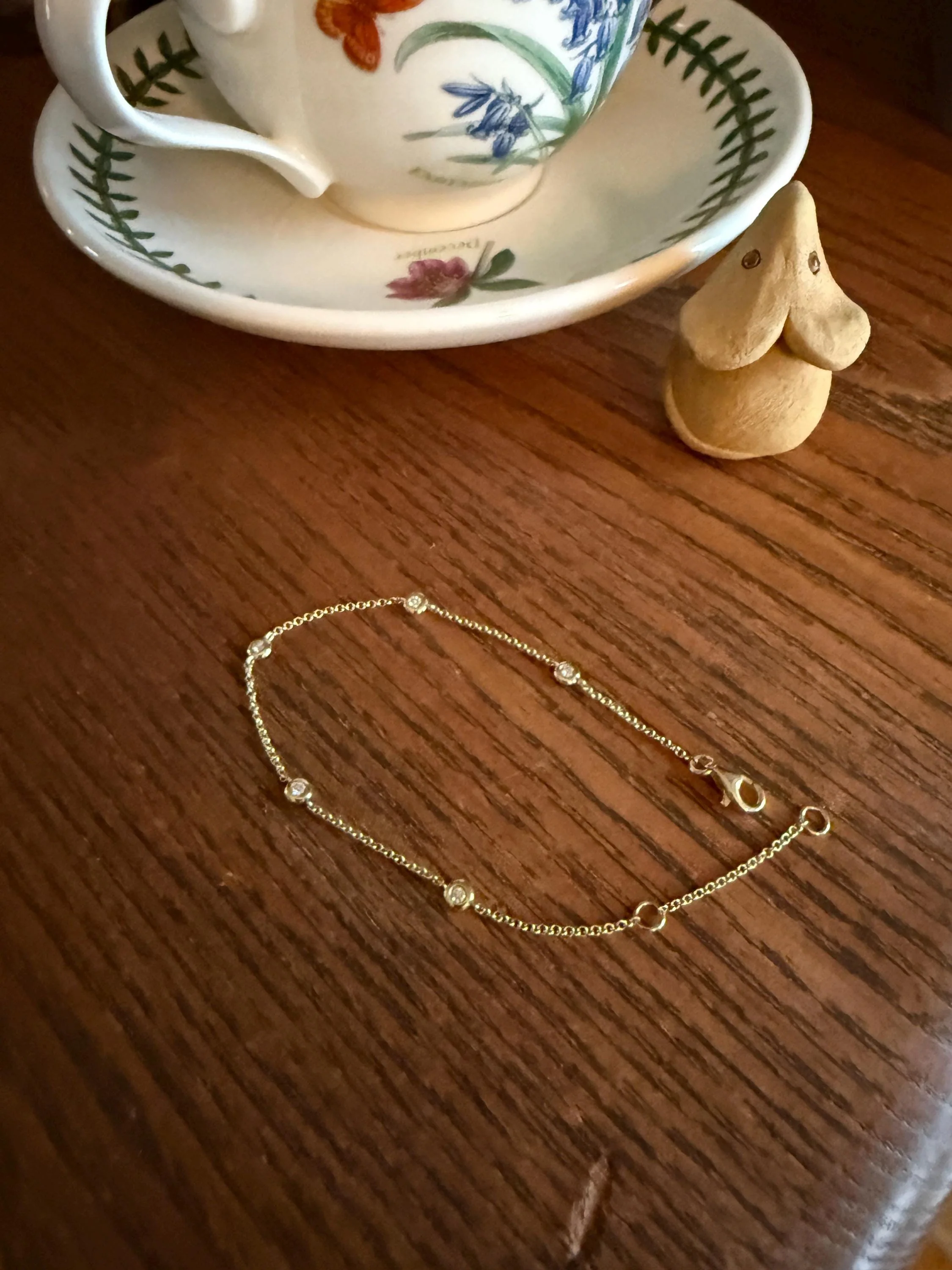 Minimalist Diamond Dainty Station Chain BRACELET 14k Gold Vintage Bezel Set Five Stone Wriststack Geometric Romantic Gift Adjustable - Image 7