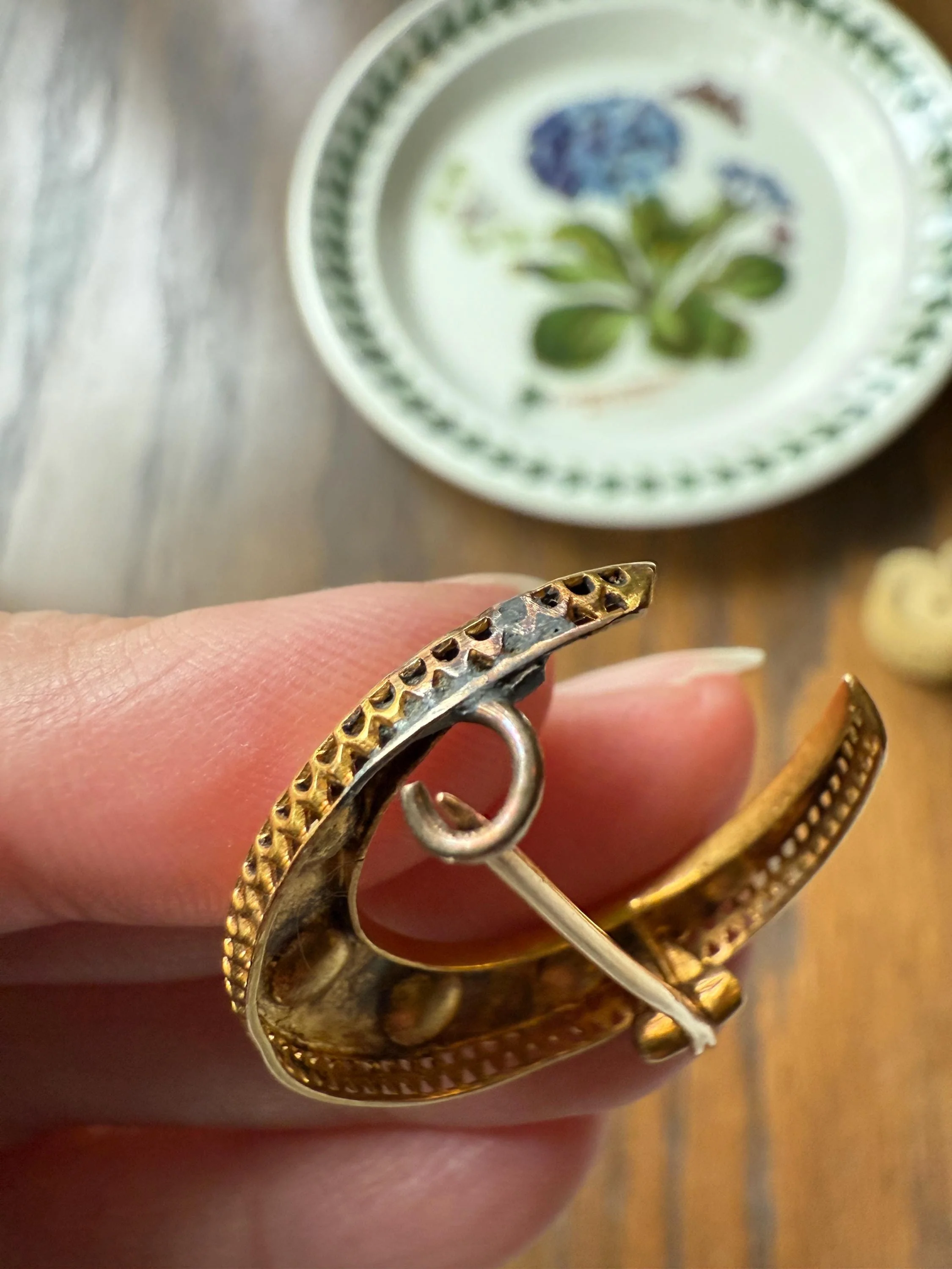 MOON Hammered 18k GOLD Antique VICTORIAN Figural Brooch Extender Buttery Connector Pin or Pendant Conversion - Image 8