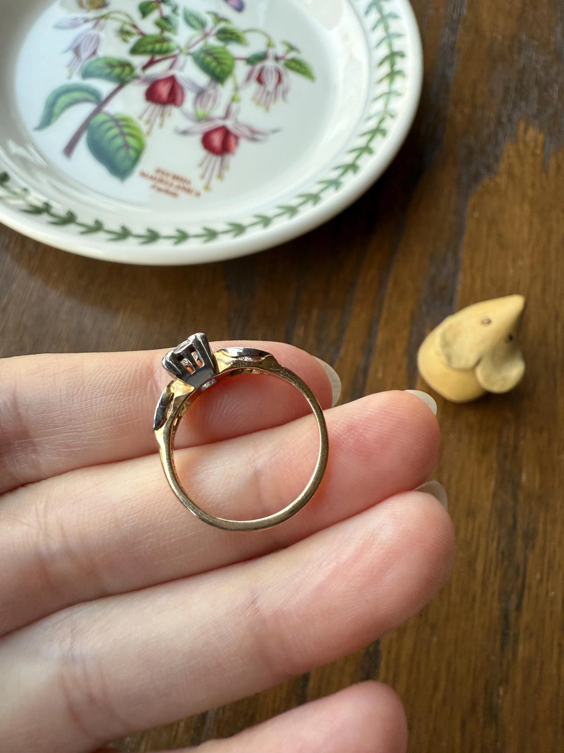 Old European Cut Diamond .75 Carat Tdw Three Stone Ring Solitaire with Accents Engagement Ring 14k Gold Platinum Edwardian Art Deco - Image 20