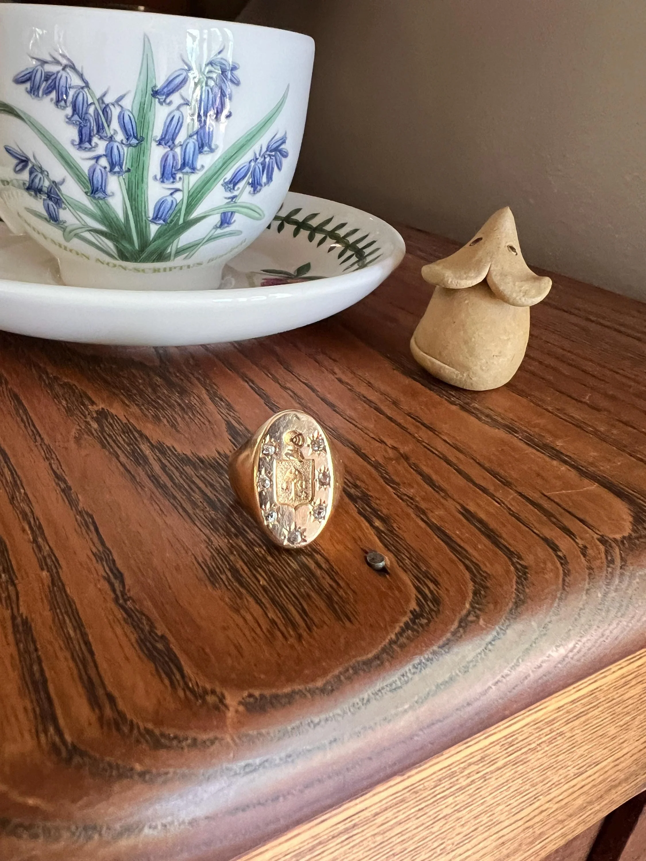 Old Mine Cut DIAMOND Starburst HEAVY French Antique Signet RING 13g 18k Gold Solid Helmet Coat of Arms Chunky - Image 5