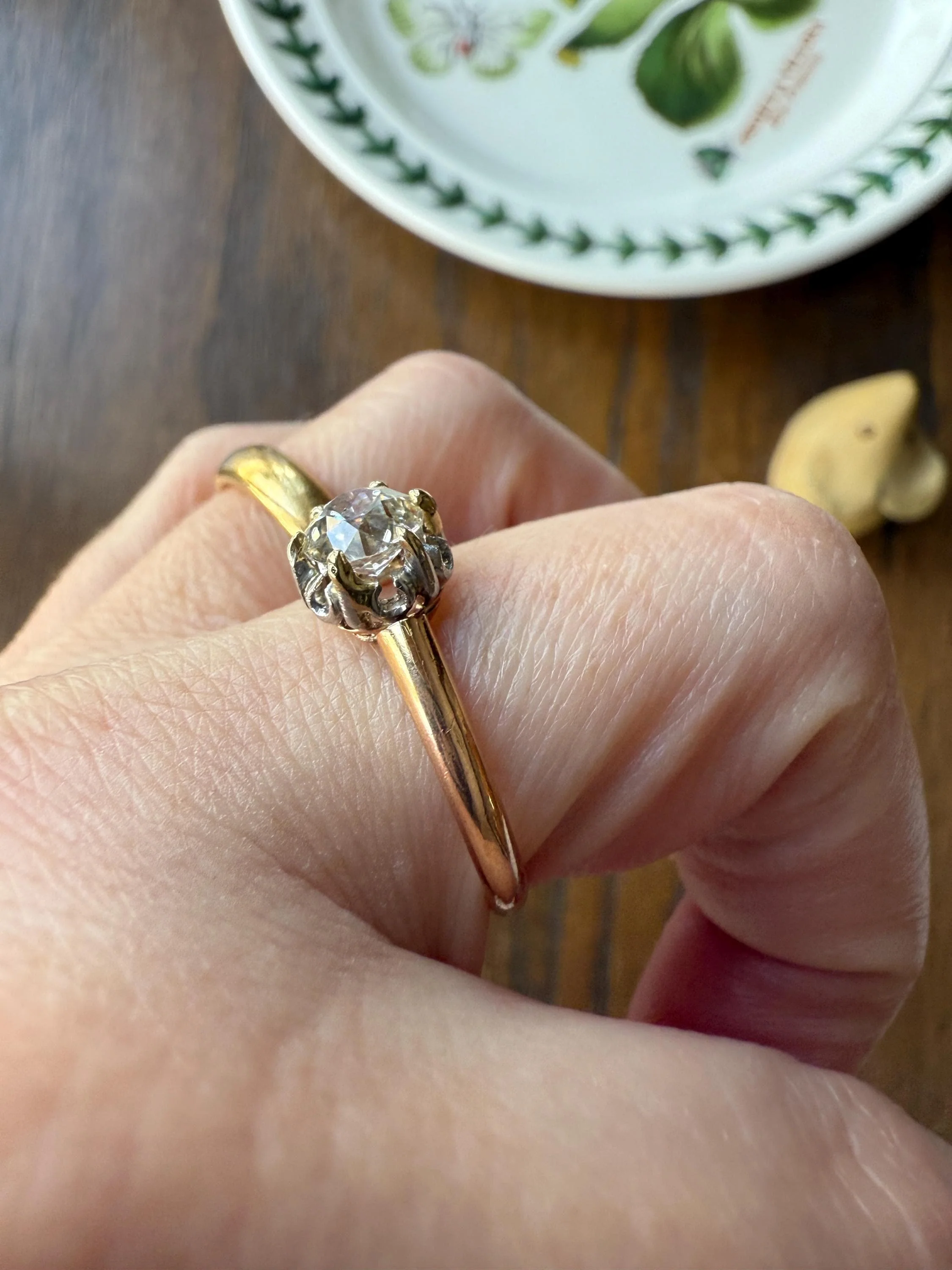 Ornate Classic Victorian Antique One Carat Old Mine Cut DiAMOND Solitaire Ring French 18k Rosy GOLD Engagement All Original Setting & Stone - Image 10