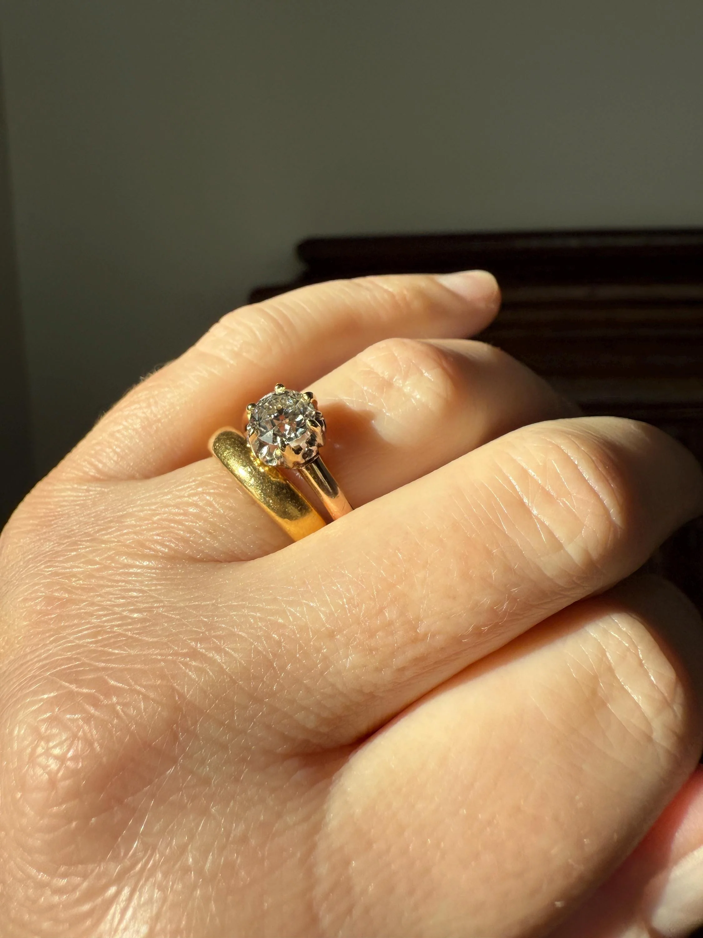 Ornate Classic Victorian Antique One Carat Old Mine Cut DiAMOND Solitaire Ring French 18k Rosy GOLD Engagement All Original Setting & Stone - Image 13