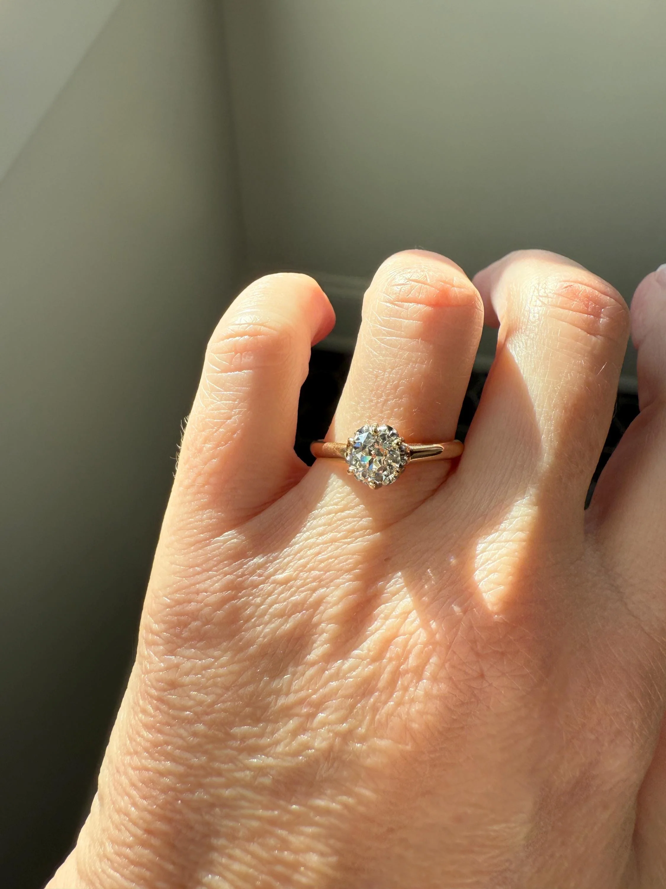 Ornate Classic Victorian Antique One Carat Old Mine Cut DiAMOND Solitaire Ring French 18k Rosy GOLD Engagement All Original Setting & Stone - Image 14