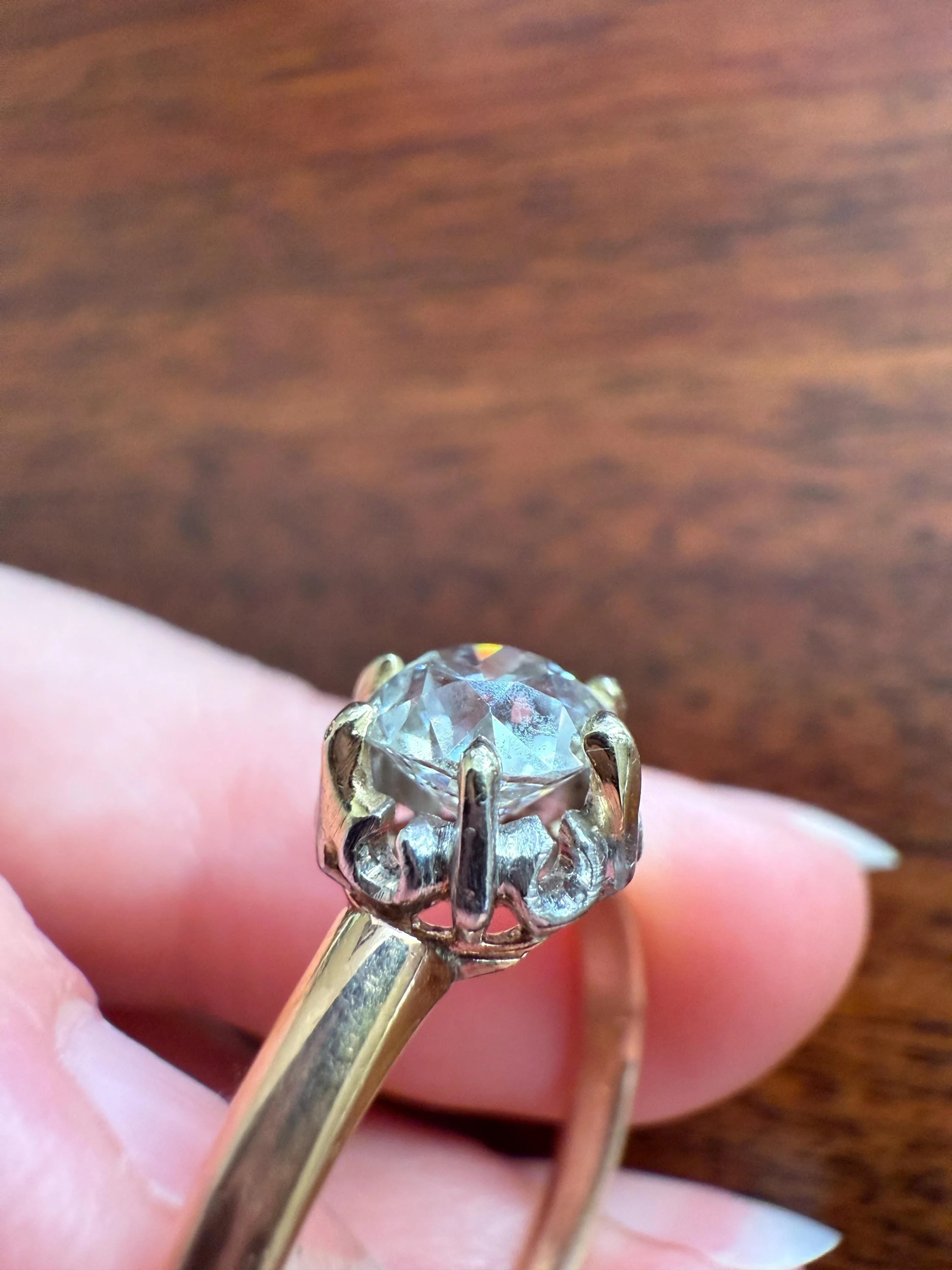 Ornate Classic Victorian Antique One Carat Old Mine Cut DiAMOND Solitaire Ring French 18k Rosy GOLD Engagement All Original Setting & Stone - Image 17