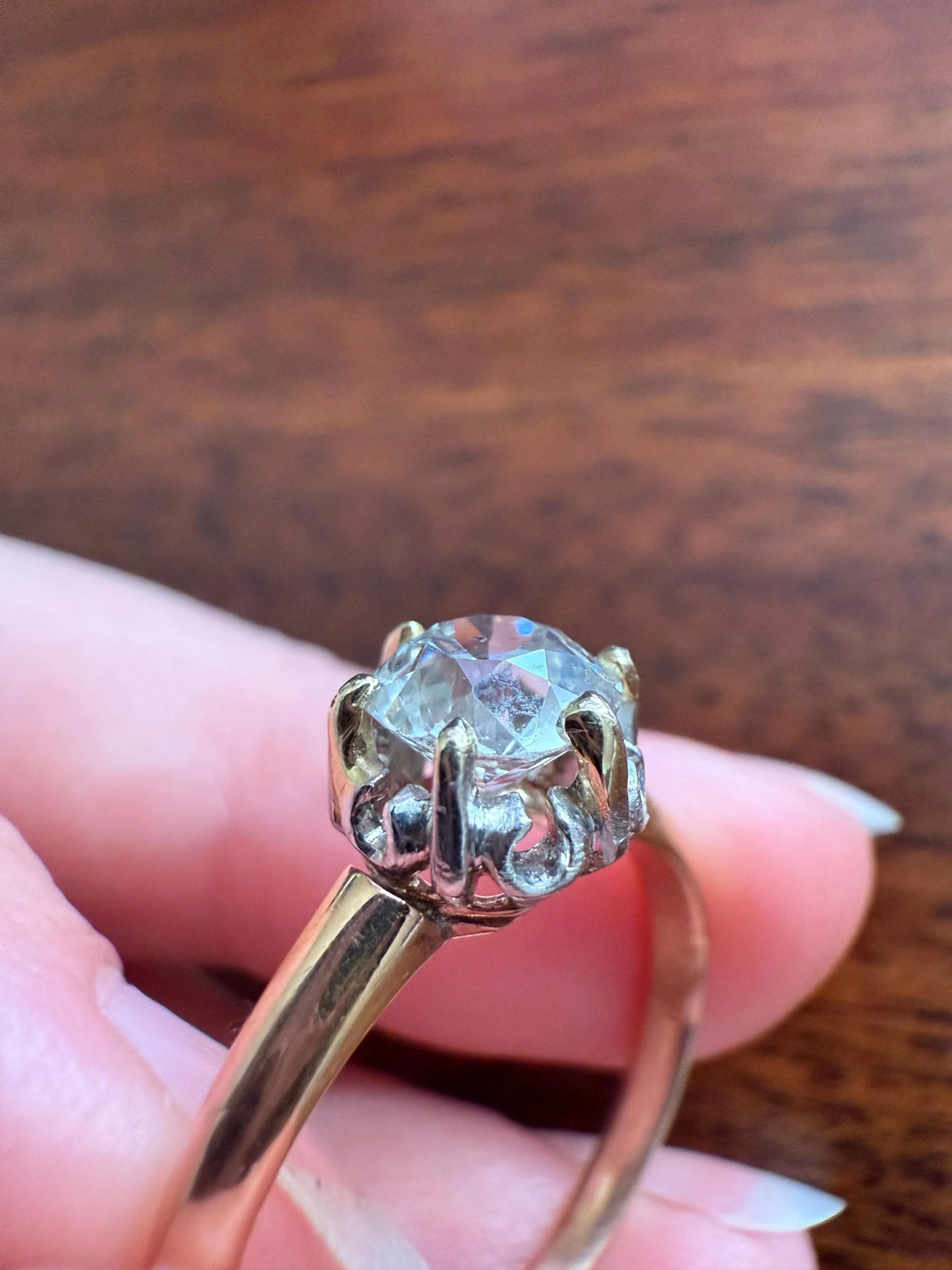 Ornate Classic Victorian Antique One Carat Old Mine Cut DiAMOND Solitaire Ring French 18k Rosy GOLD Engagement All Original Setting & Stone - Image 18