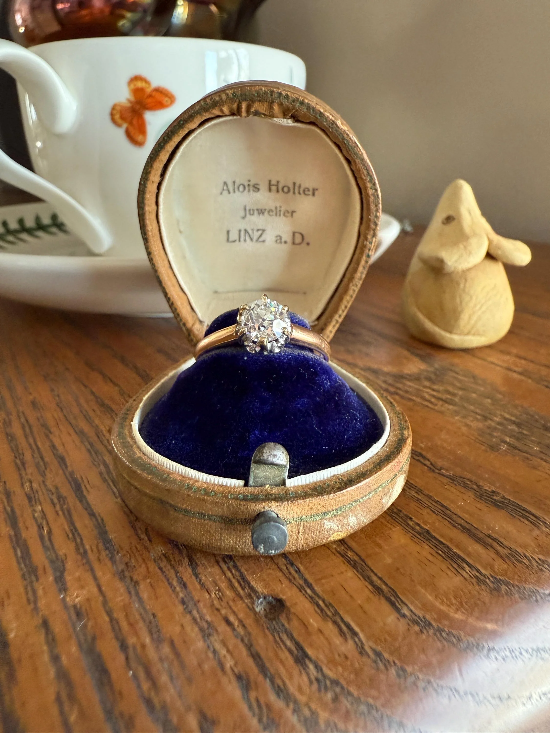 Ornate Classic Victorian Antique One Carat Old Mine Cut DiAMOND Solitaire Ring French 18k Rosy GOLD Engagement All Original Setting & Stone - Image 21