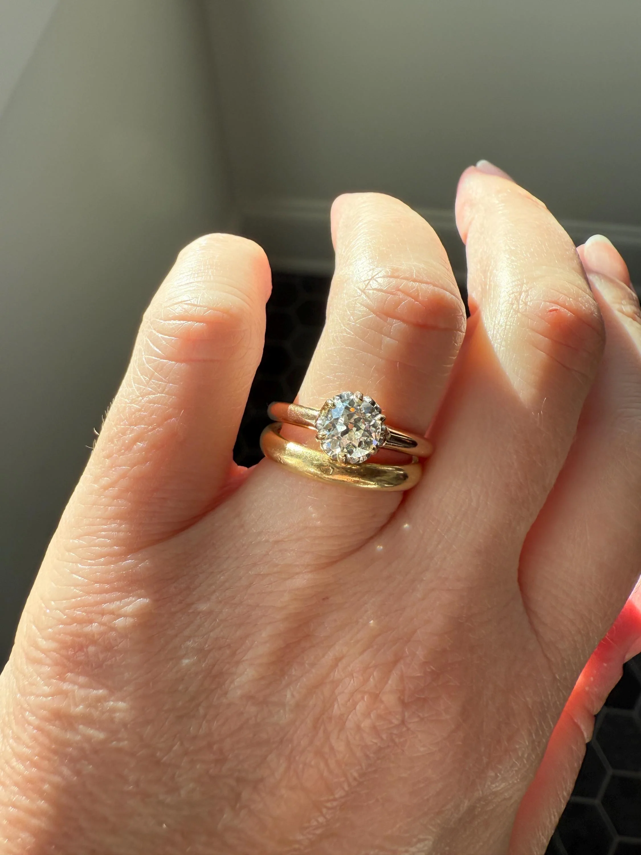 Ornate Classic Victorian Antique One Carat Old Mine Cut DiAMOND Solitaire Ring French 18k Rosy GOLD Engagement All Original Setting & Stone - Image 3