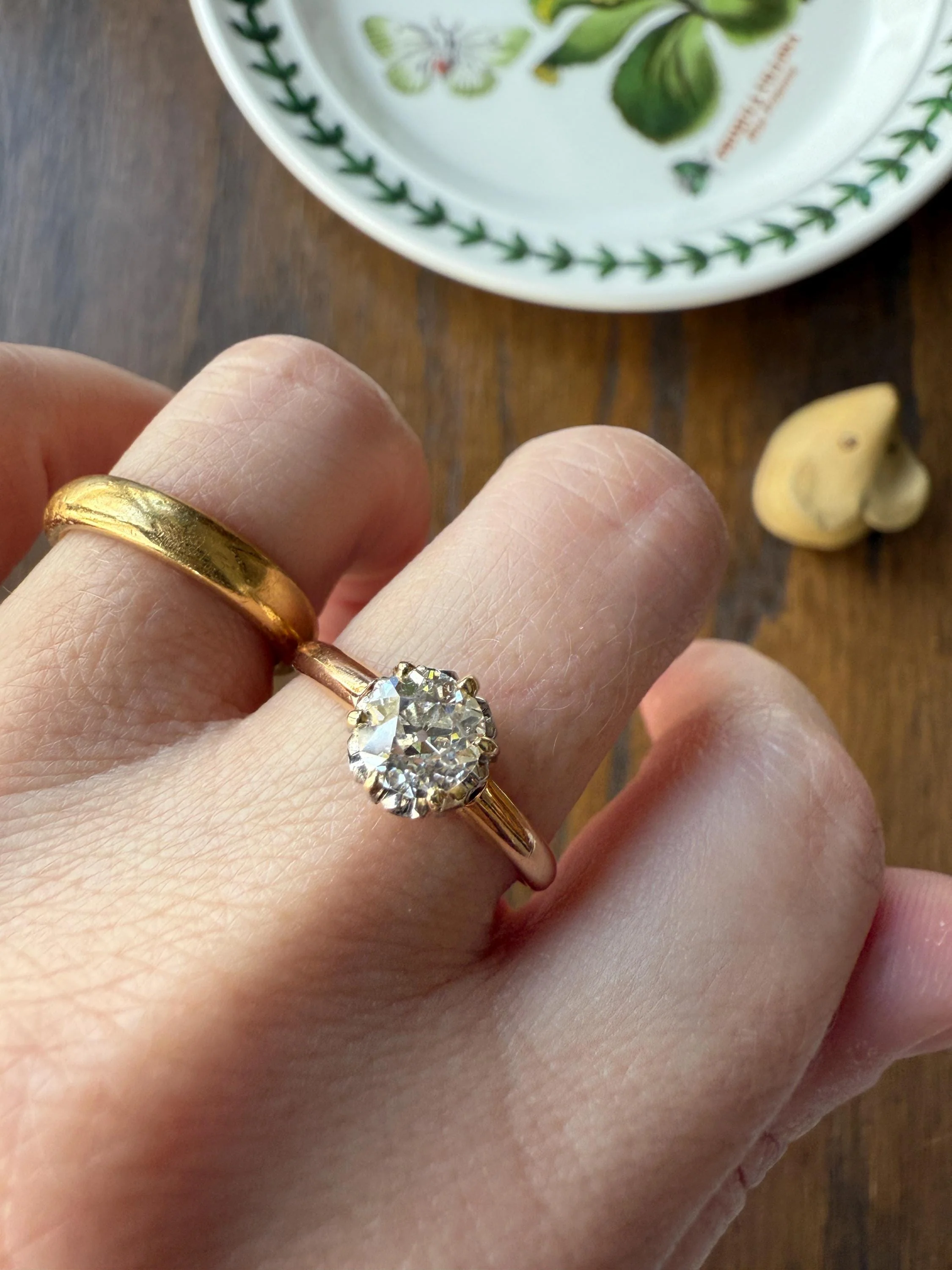 Ornate Classic Victorian Antique One Carat Old Mine Cut DiAMOND Solitaire Ring French 18k Rosy GOLD Engagement All Original Setting & Stone - Image 4